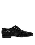Dolce & Gabbana Black Suede Strass Derby Formal Shoes - Eljoys Fashion 