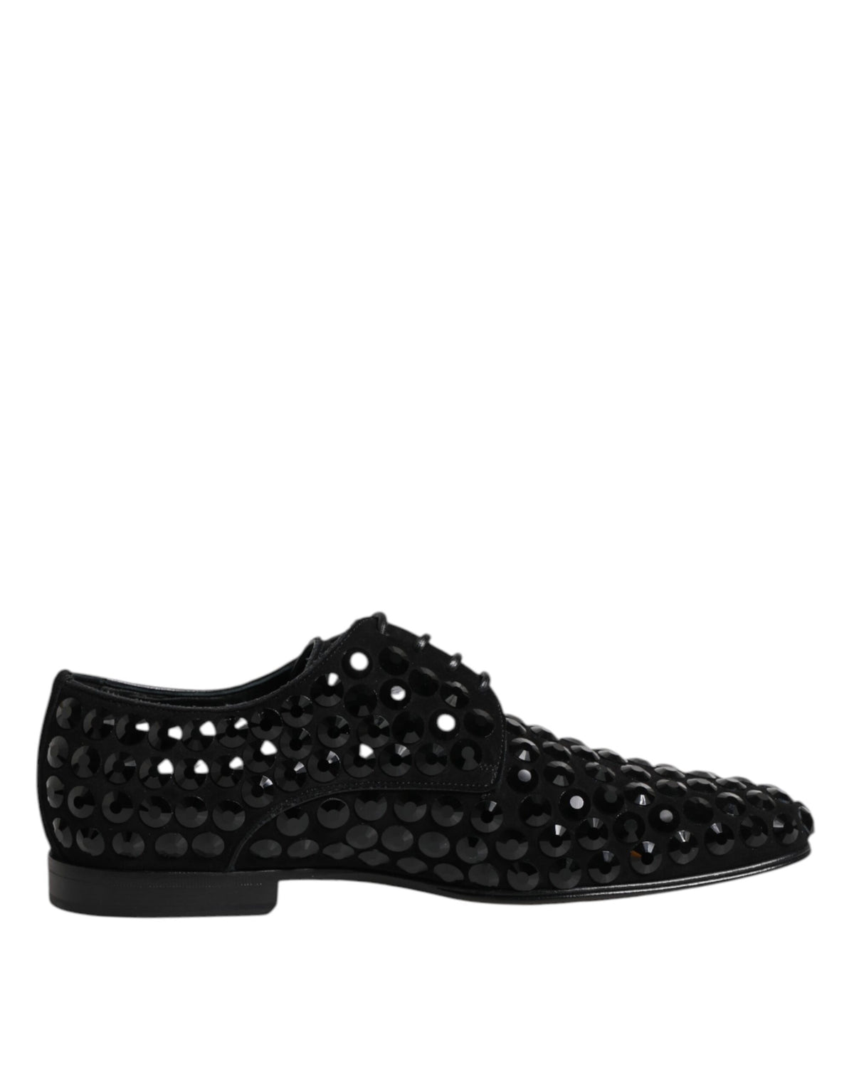 Dolce & Gabbana Black Suede Strass Derby Formal Shoes - Eljoys Fashion 