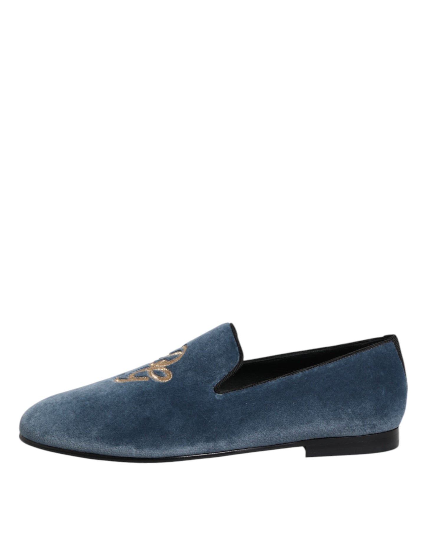 Dolce & Gabbana Blue Velvet DG Logo Loafers Formal Shoes Dolce & Gabbana