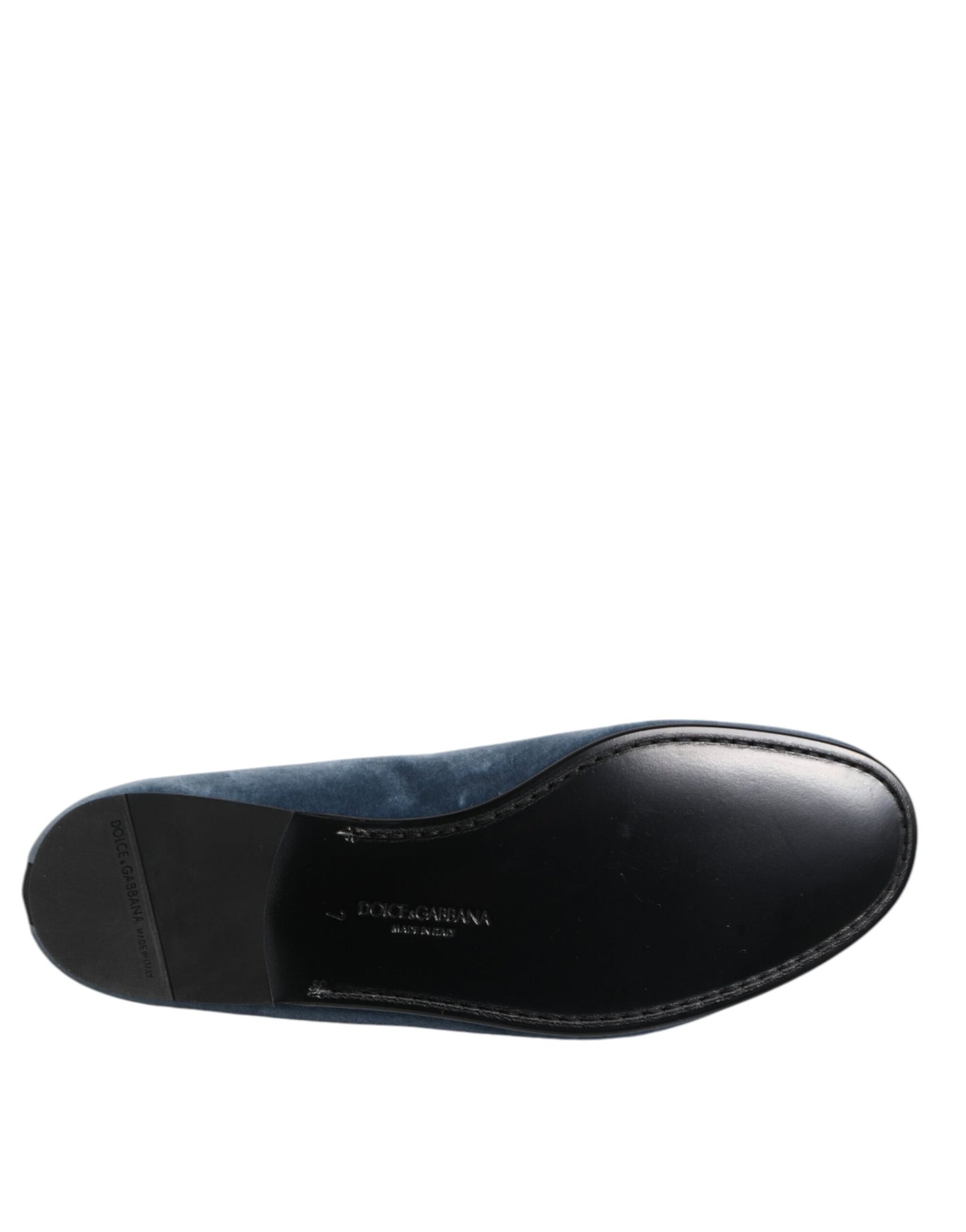 Dolce & Gabbana Blue Velvet DG Logo Loafers Formal Shoes Dolce & Gabbana