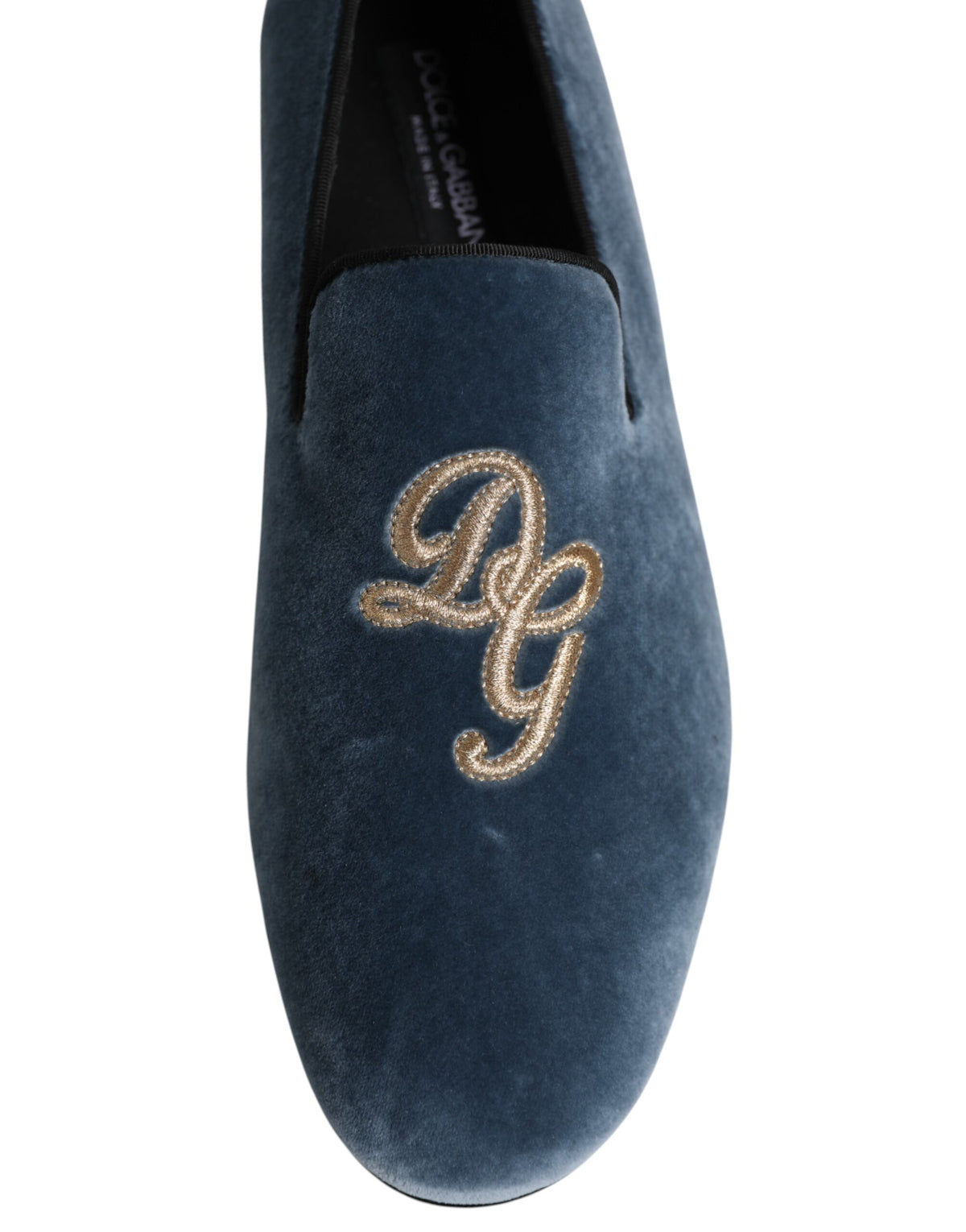 Dolce & Gabbana Blue Velvet DG Logo Loafers Formal Shoes - Eljoys Fashion 