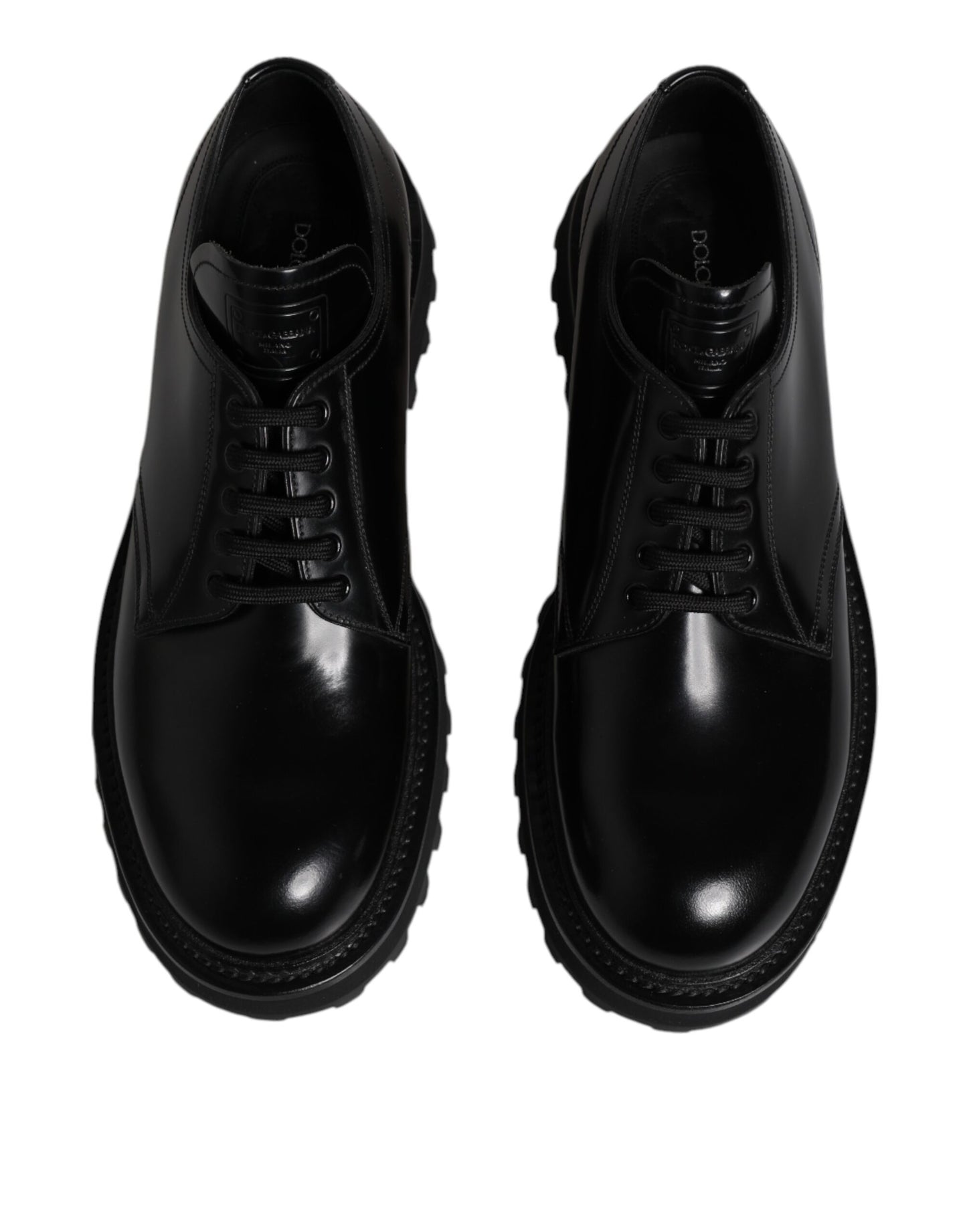 Dolce & Gabbana Black Leather Lace Up Derby Men Dress Shoes Dolce & Gabbana