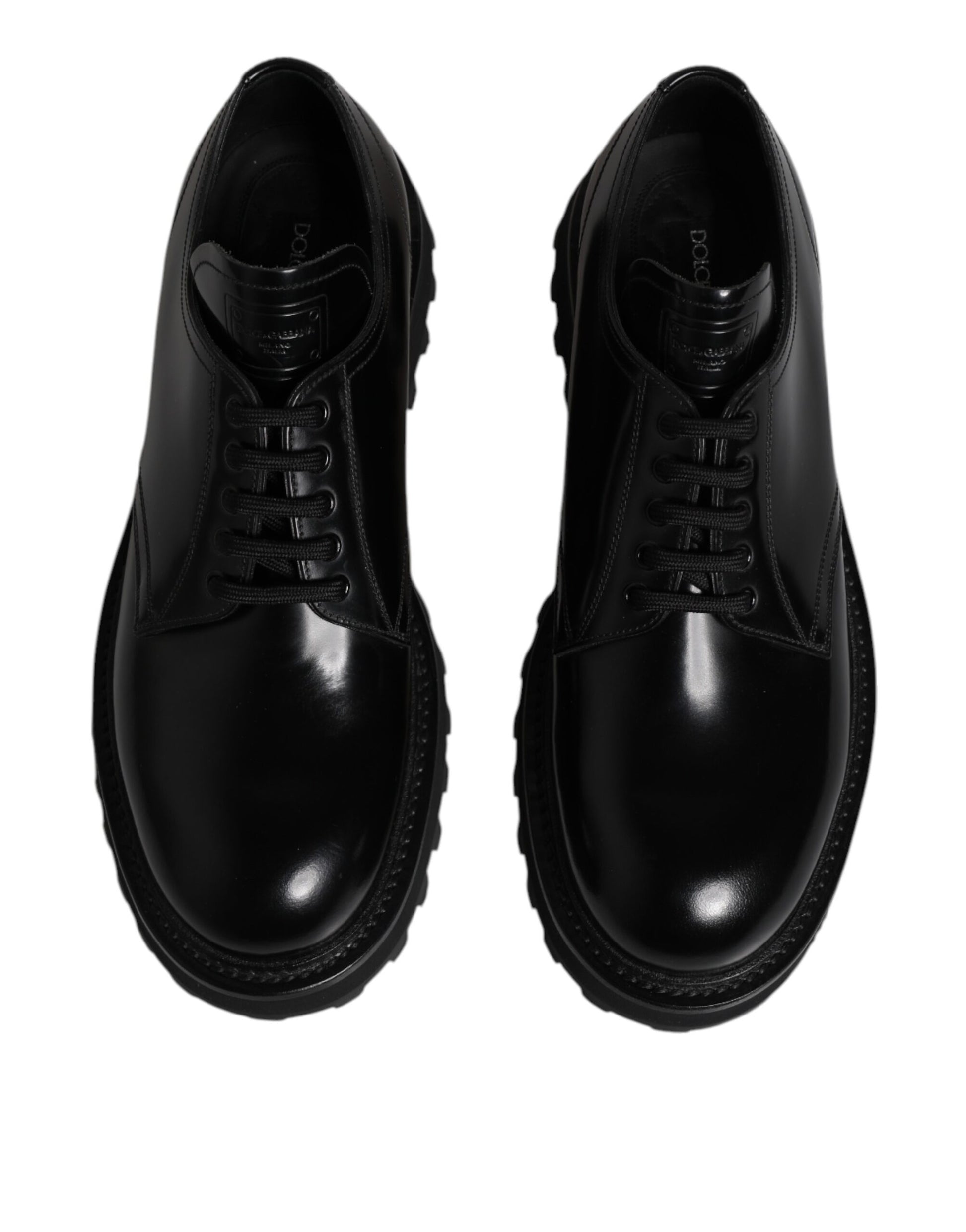 Dolce & Gabbana Black Leather Lace Up Derby Men Dress Shoes Dolce & Gabbana