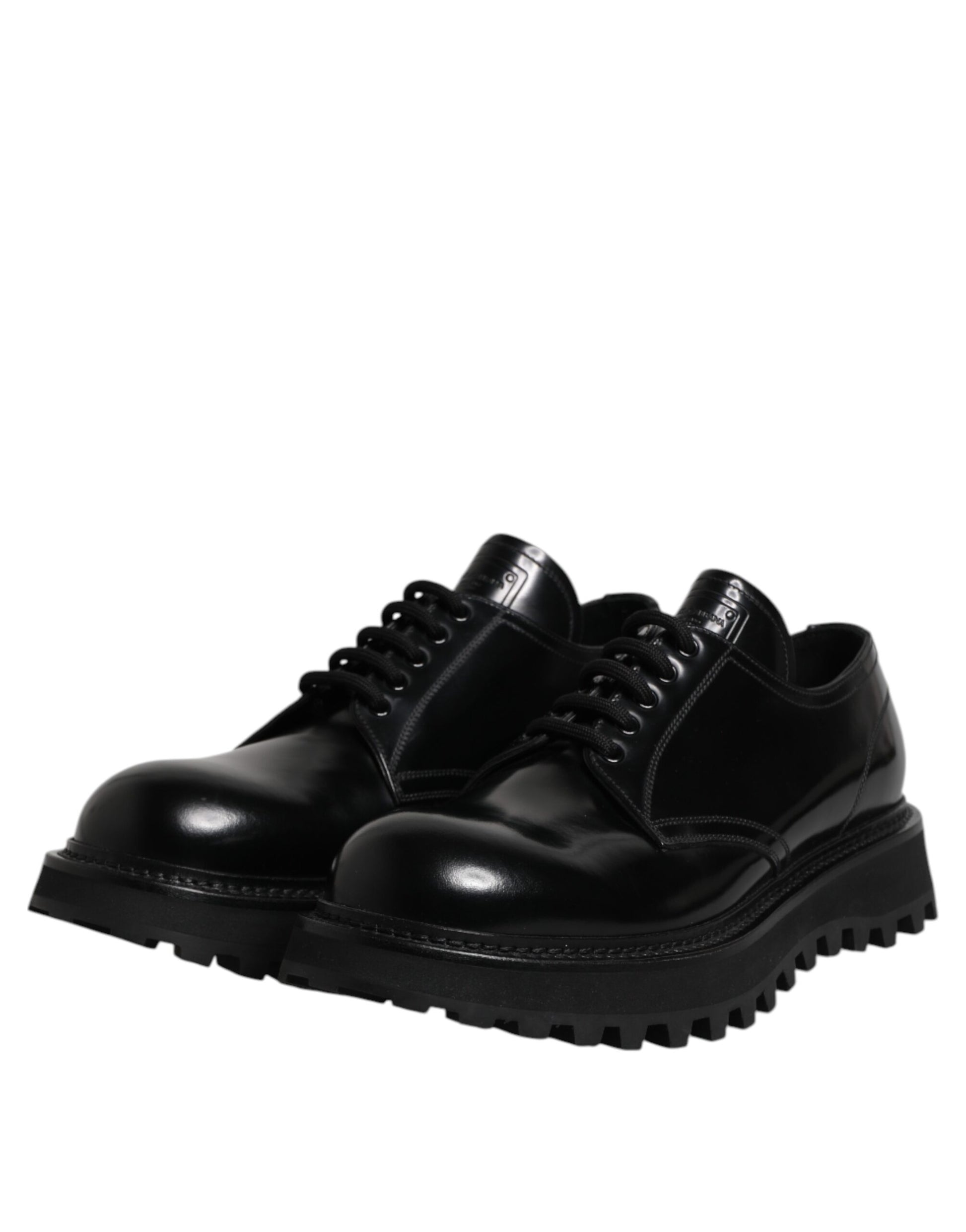 Dolce & Gabbana Black Leather Lace Up Derby Men Dress Shoes Dolce & Gabbana