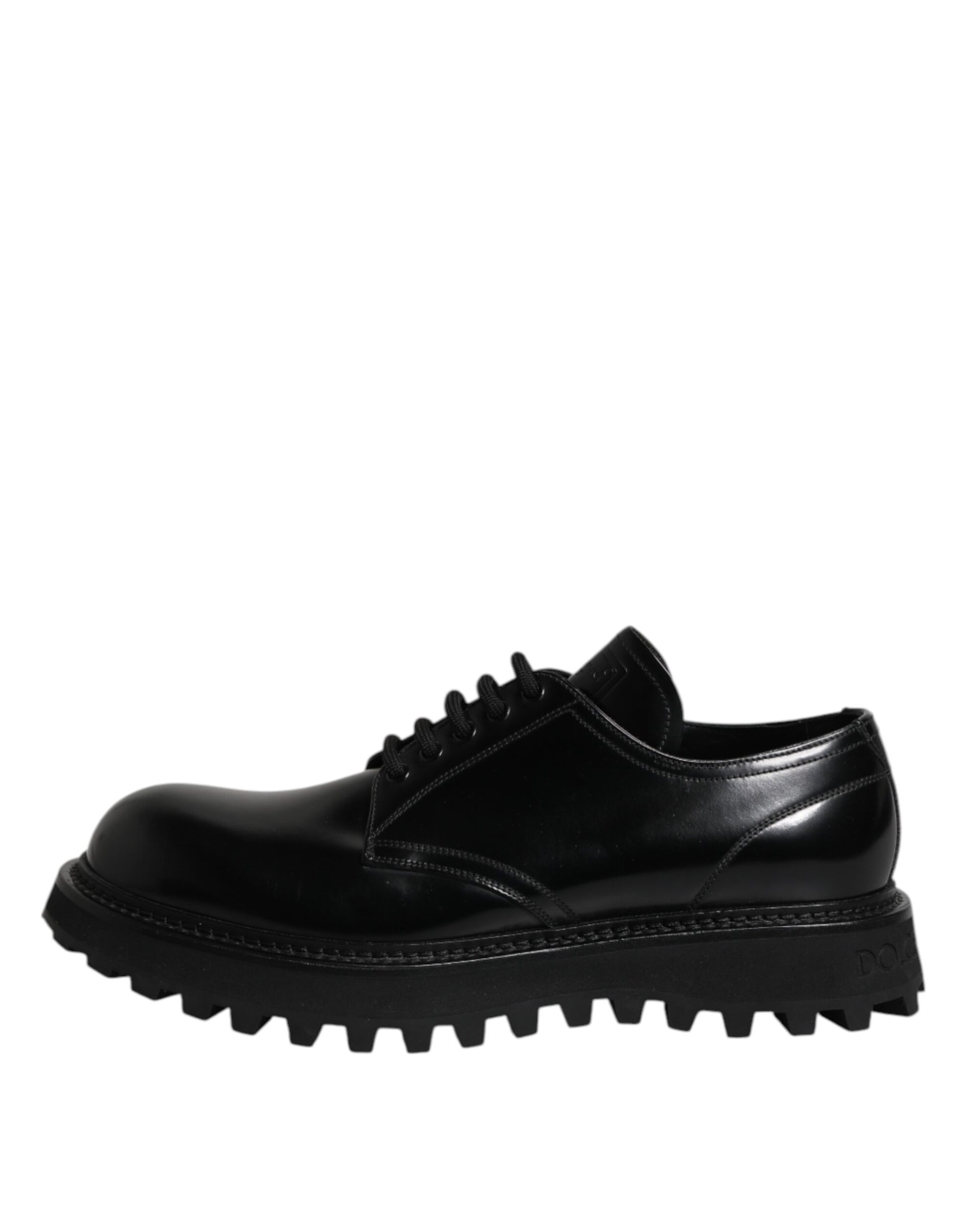 Dolce & Gabbana Black Leather Lace Up Derby Men Dress Shoes Dolce & Gabbana