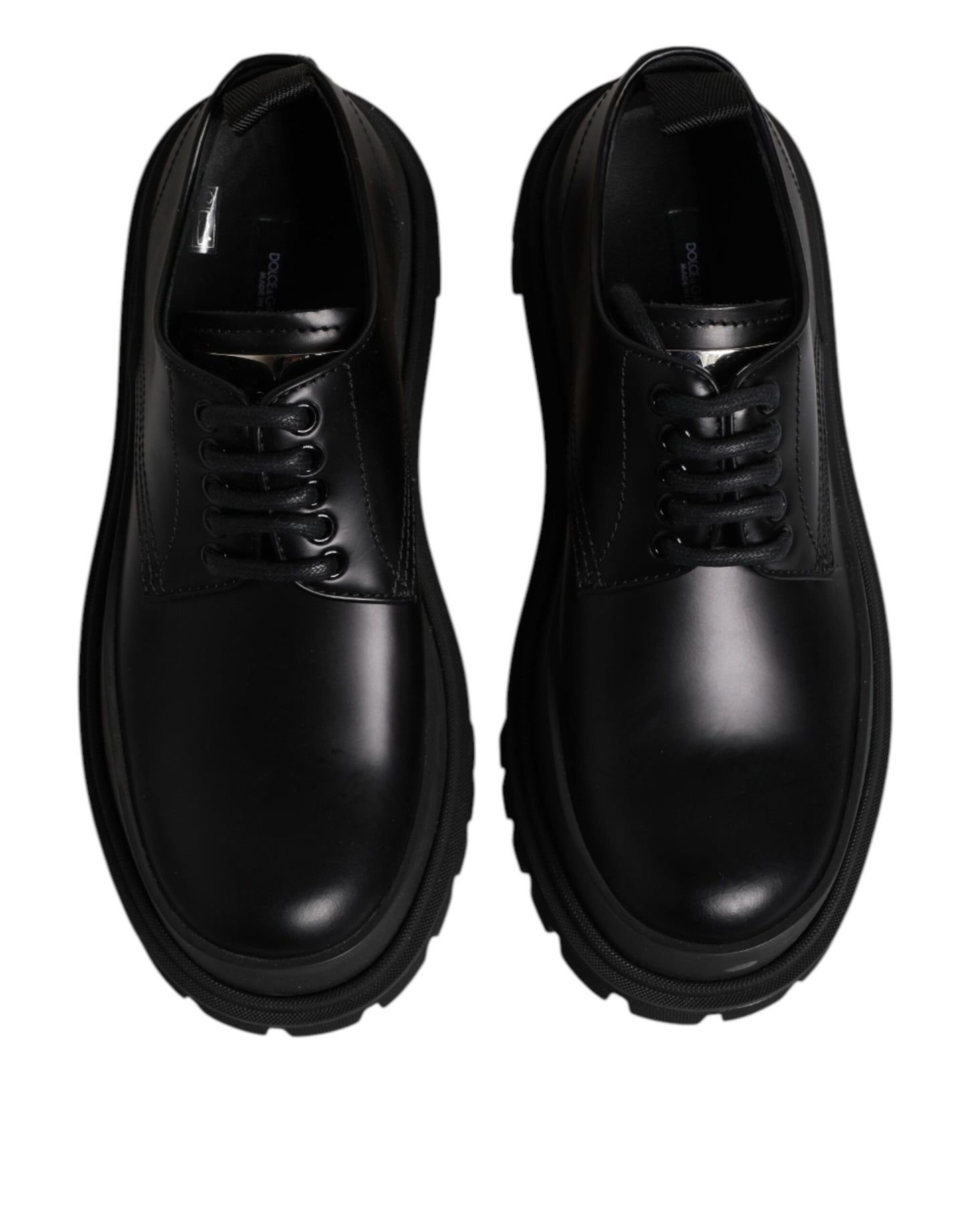 Dolce & Gabbana Black Leather Lace Up Derby Men Dress Shoes Dolce & Gabbana