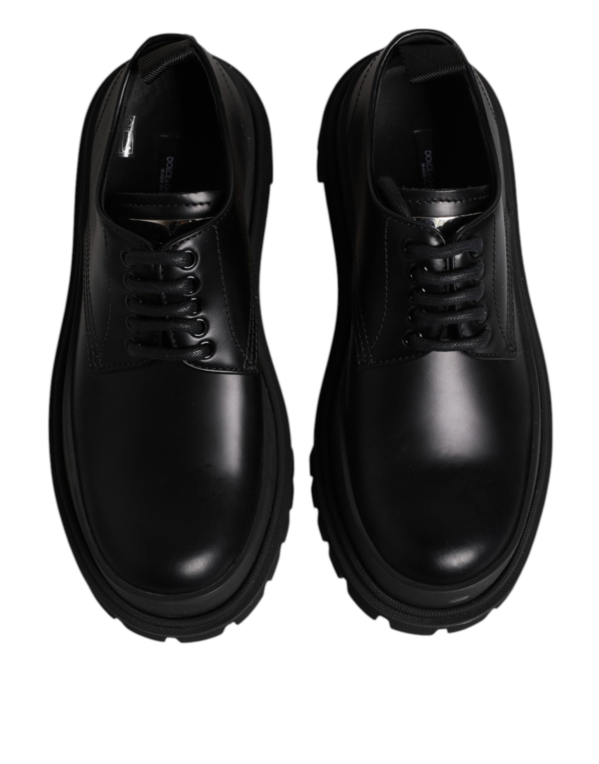 Dolce & Gabbana Black Leather Lace Up Derby Men Dress Shoes Dolce & Gabbana