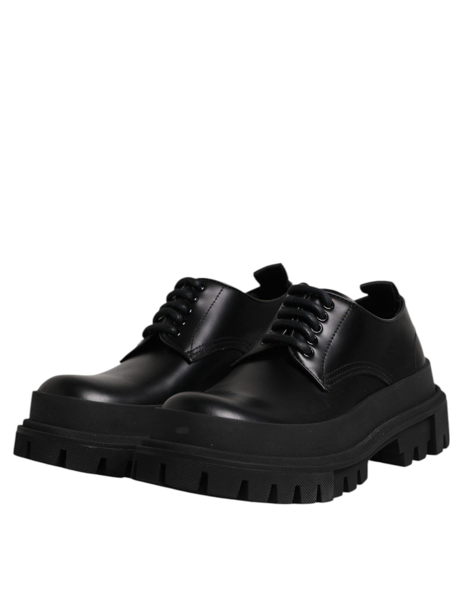 Dolce & Gabbana Black Leather Lace Up Derby Men Dress Shoes Dolce & Gabbana