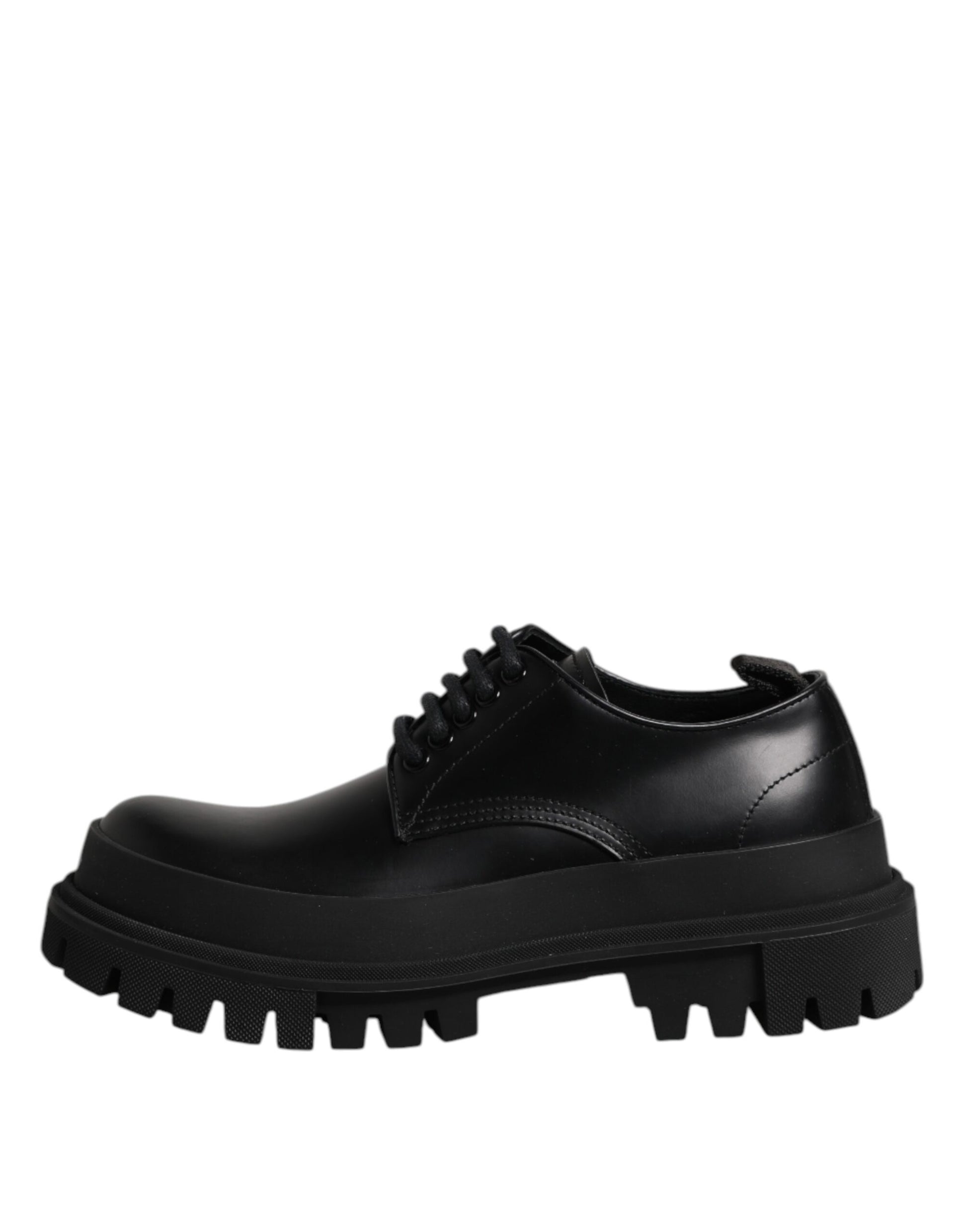 Dolce & Gabbana Black Leather Lace Up Derby Men Dress Shoes Dolce & Gabbana