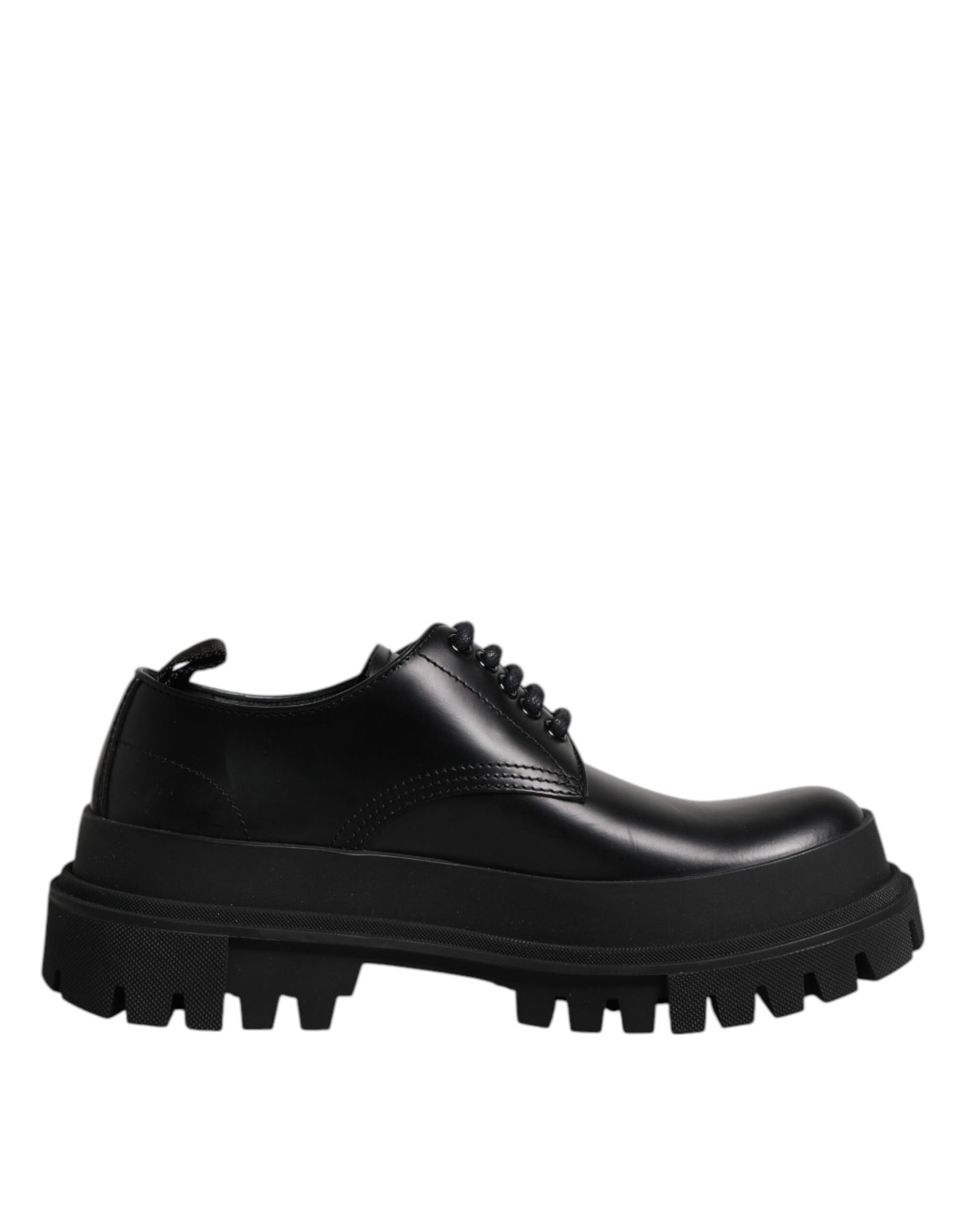 Dolce & Gabbana Black Leather Lace Up Derby Men Dress Shoes Dolce & Gabbana