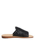 Dolce & Gabbana Black Monochrome Braided Raffia Slides Shoes - Eljoys Fashion 