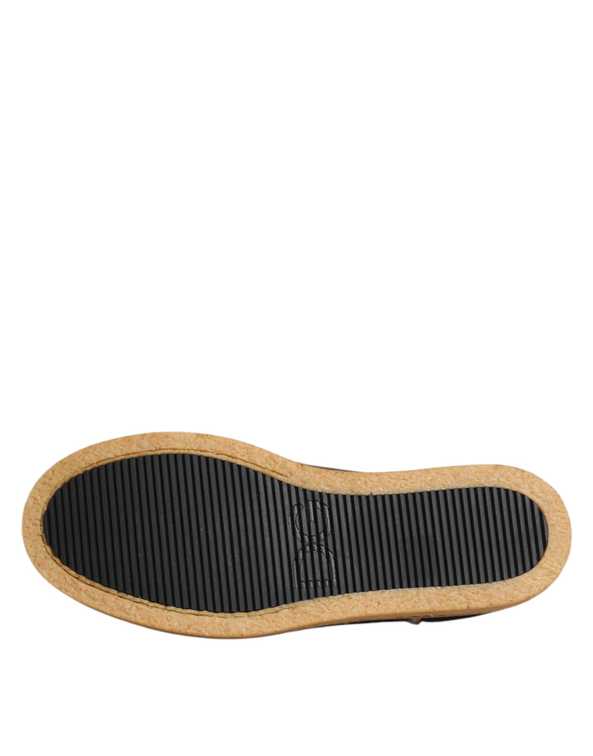 Dolce & Gabbana Brown White Calfskin Leather Loafers Shoes Dolce & Gabbana