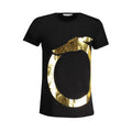 Black cotton men's T-shirt by Trussardi featuring a classic fit and crew neckline.