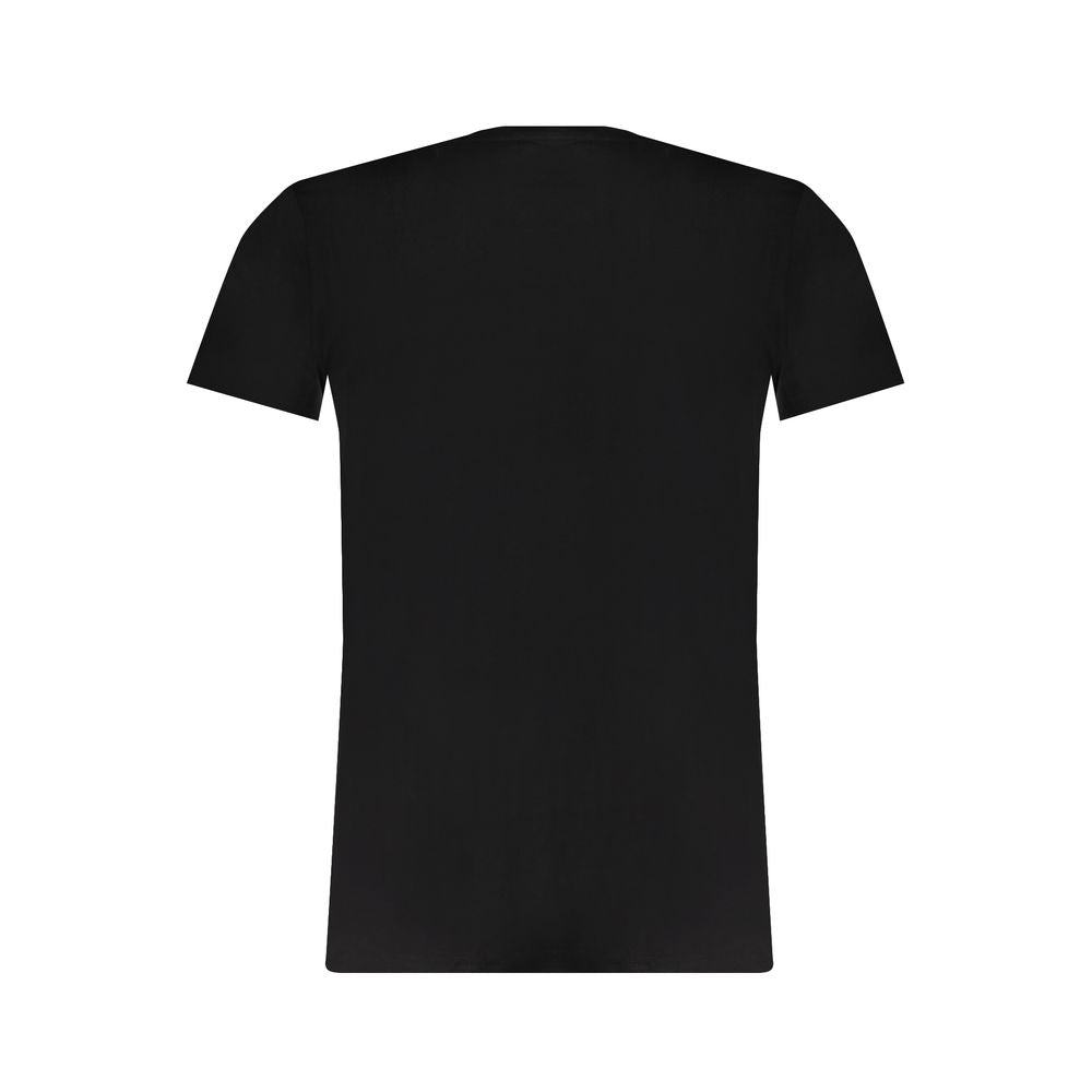 Black cotton men's T-shirt by Trussardi with a classic fit and crew neckline, displayed flat on a white background.