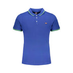 Norway 1963 men's blue cotton polo shirt with classic collar and short sleeves, casual stylish apparel for men.