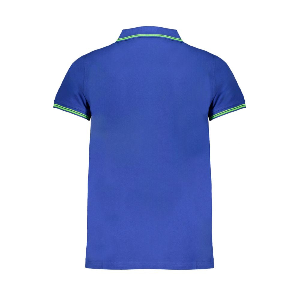 Men's Norway 1963 blue cotton polo shirt with a classic collar and short sleeves, folded neatly on a plain background.
