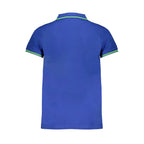Men's Norway 1963 blue cotton polo shirt with a classic collar and short sleeves, folded neatly on a plain background.