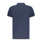 Trussardi Blu cotton men's polo shirt with classic collar and short sleeves, featuring subtle branding and a comfortable fit.