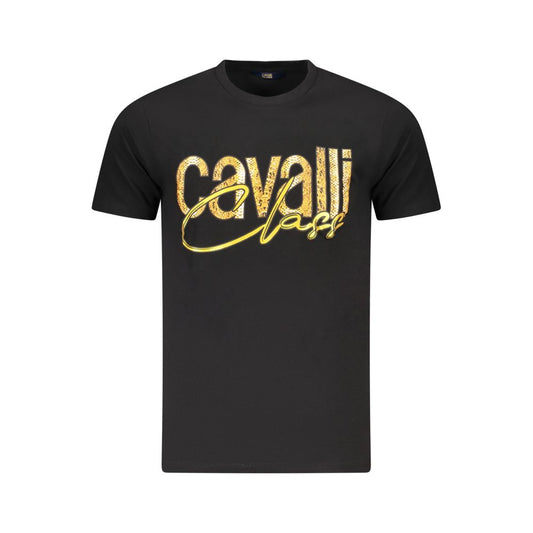 Cavalli Class Black Cotton Men T-Shirt Cavalli Class