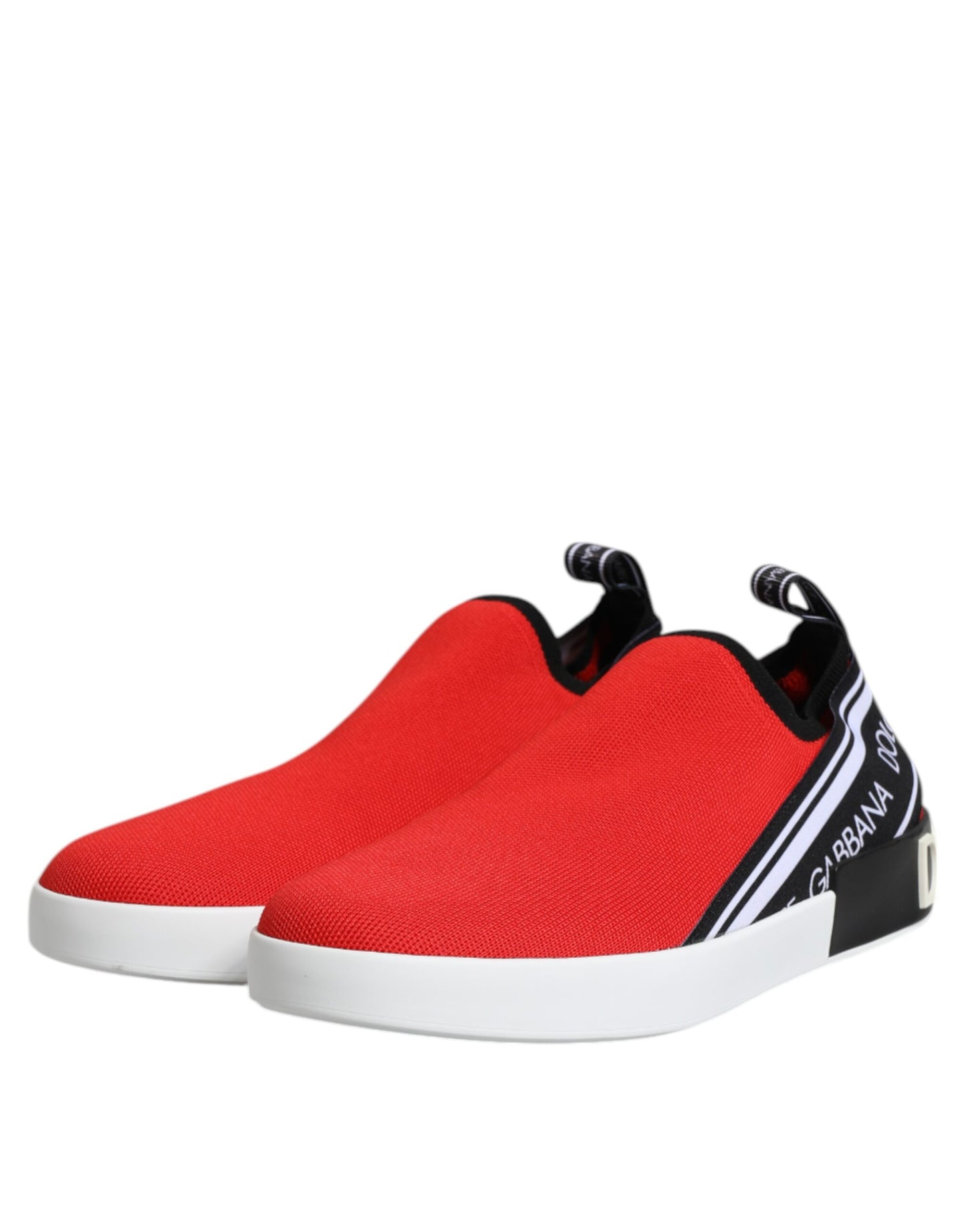 Dolce & Gabbana Red Logo Low Top Slip On Men Sneakers Shoes Dolce & Gabbana