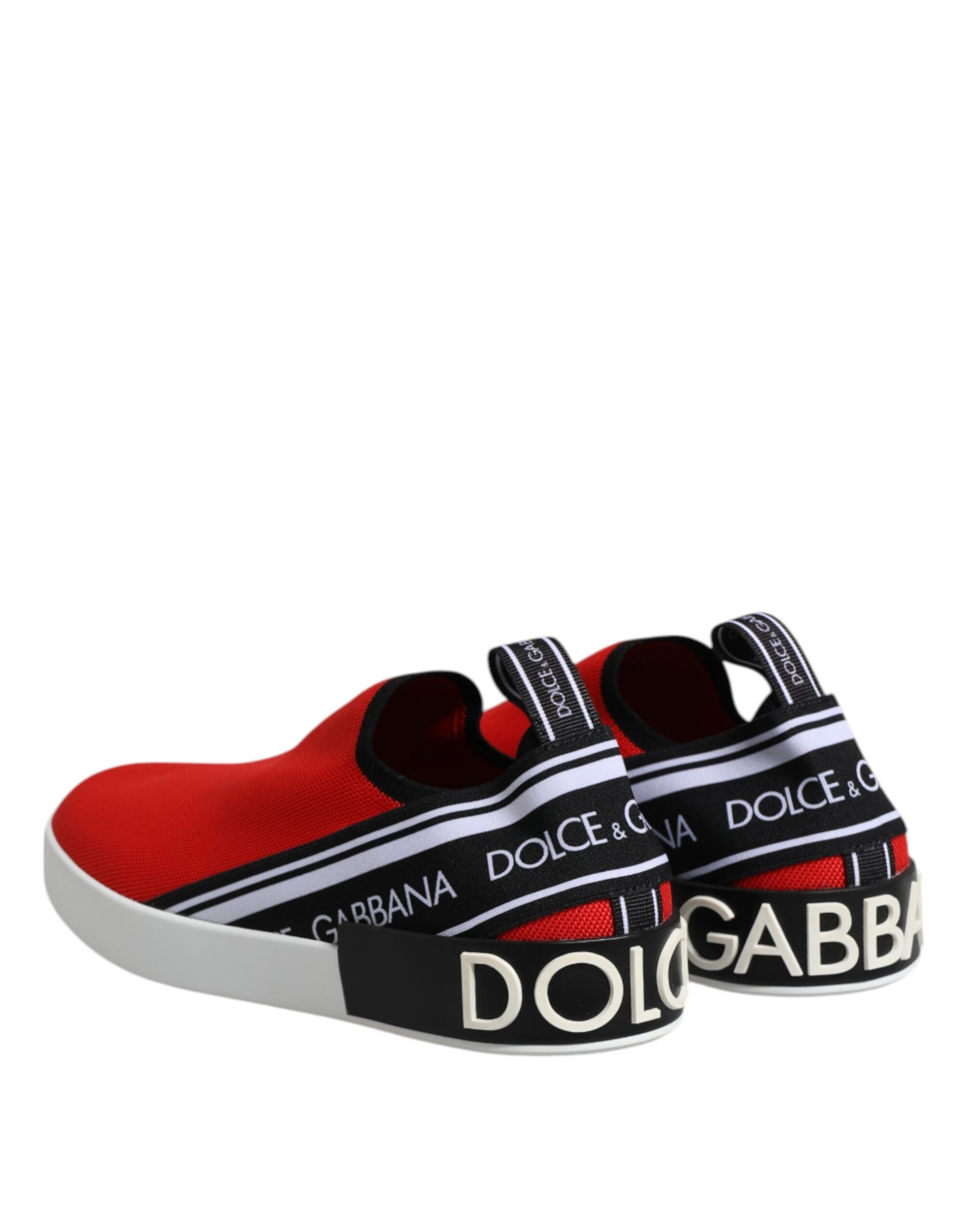 Dolce & Gabbana Red Logo Low Top Slip On Men Sneakers Shoes Dolce & Gabbana