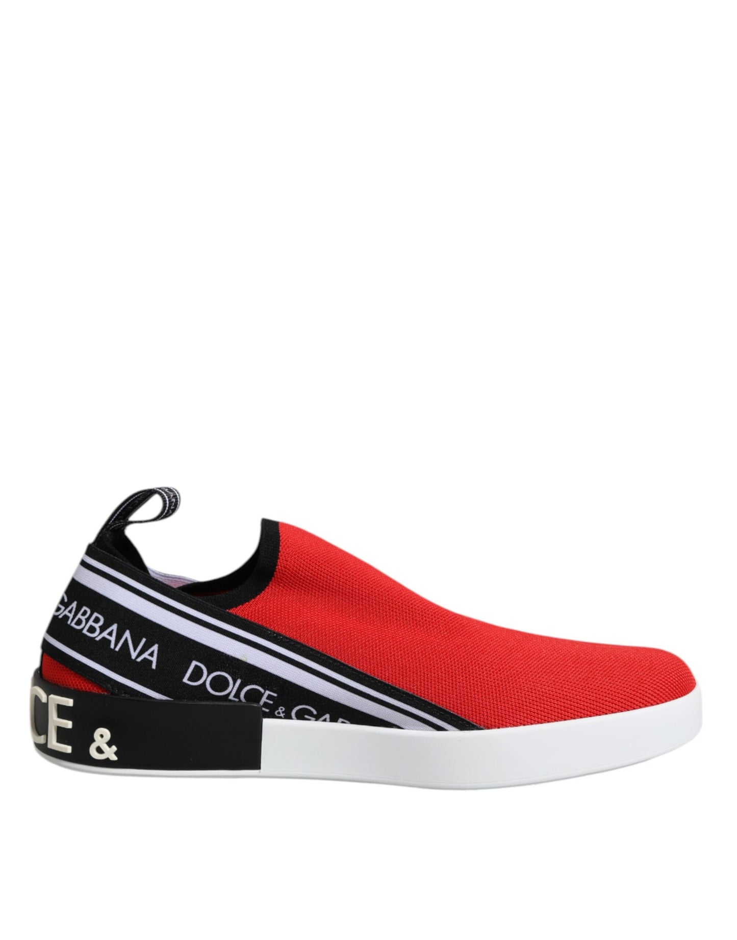 Dolce & Gabbana Red Logo Low Top Slip On Men Sneakers Shoes Dolce & Gabbana