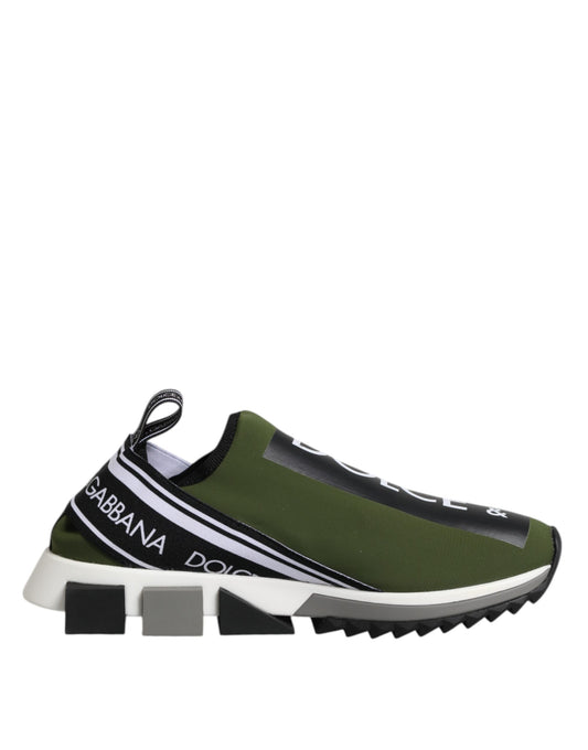 Dolce & Gabbana Green Black Slip On Sorrento Sneakers Shoes Dolce & Gabbana