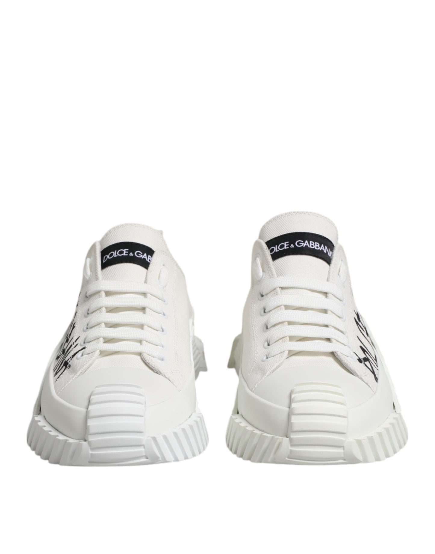 Dolce & Gabbana White Logo Print Lace Up Low Top Sneakers Shoes Dolce & Gabbana