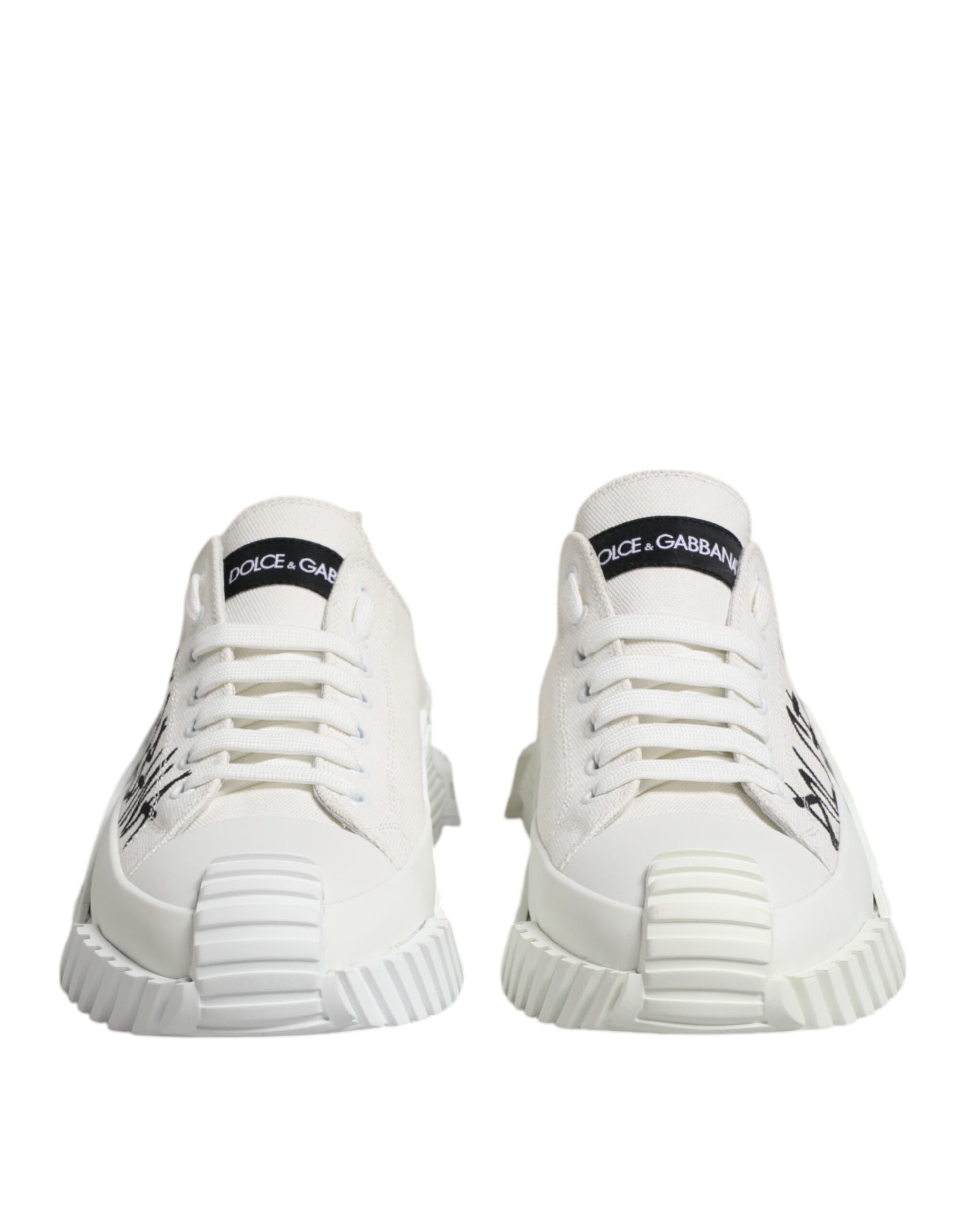Dolce & Gabbana White Logo Print Lace Up Low Top Sneakers Shoes Dolce & Gabbana