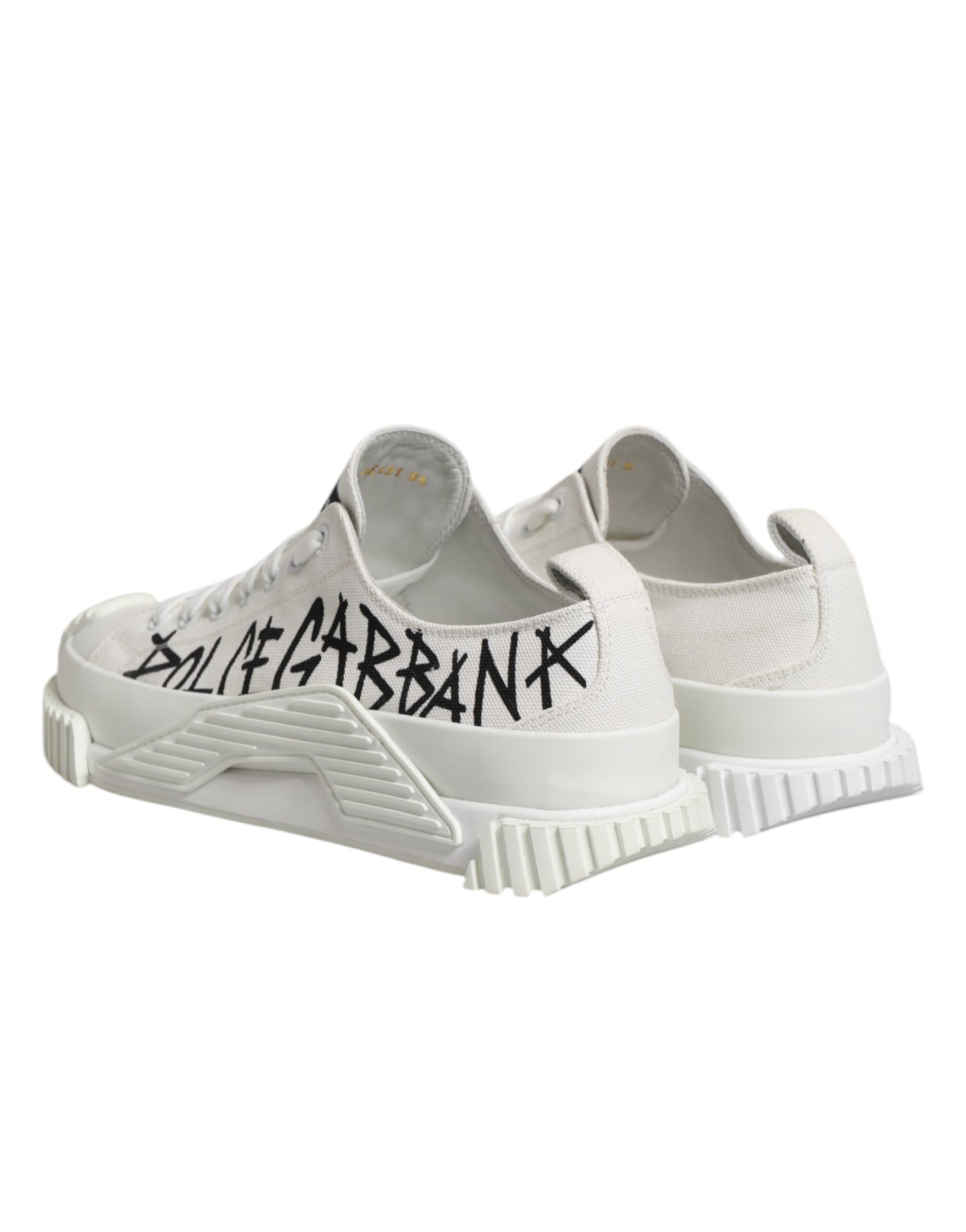 Dolce & Gabbana White Logo Print Lace Up Low Top Sneakers Shoes Dolce & Gabbana