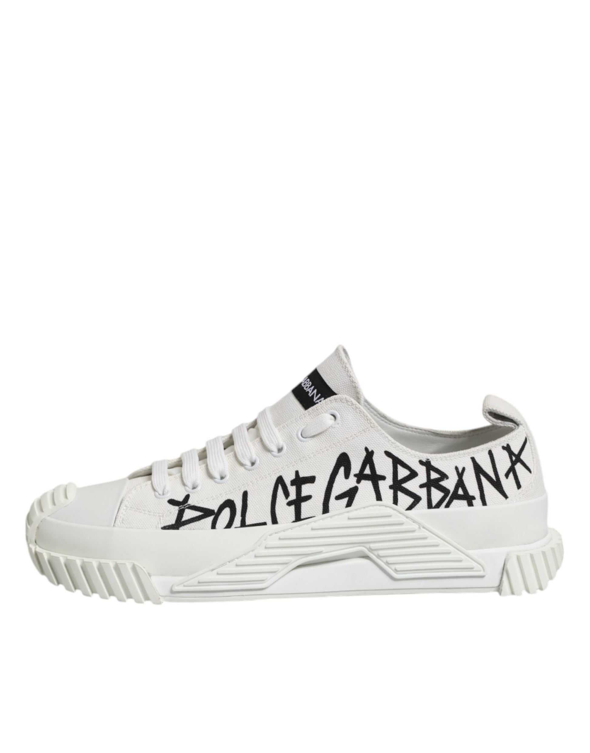 Dolce & Gabbana White Logo Print Lace Up Low Top Sneakers Shoes Dolce & Gabbana