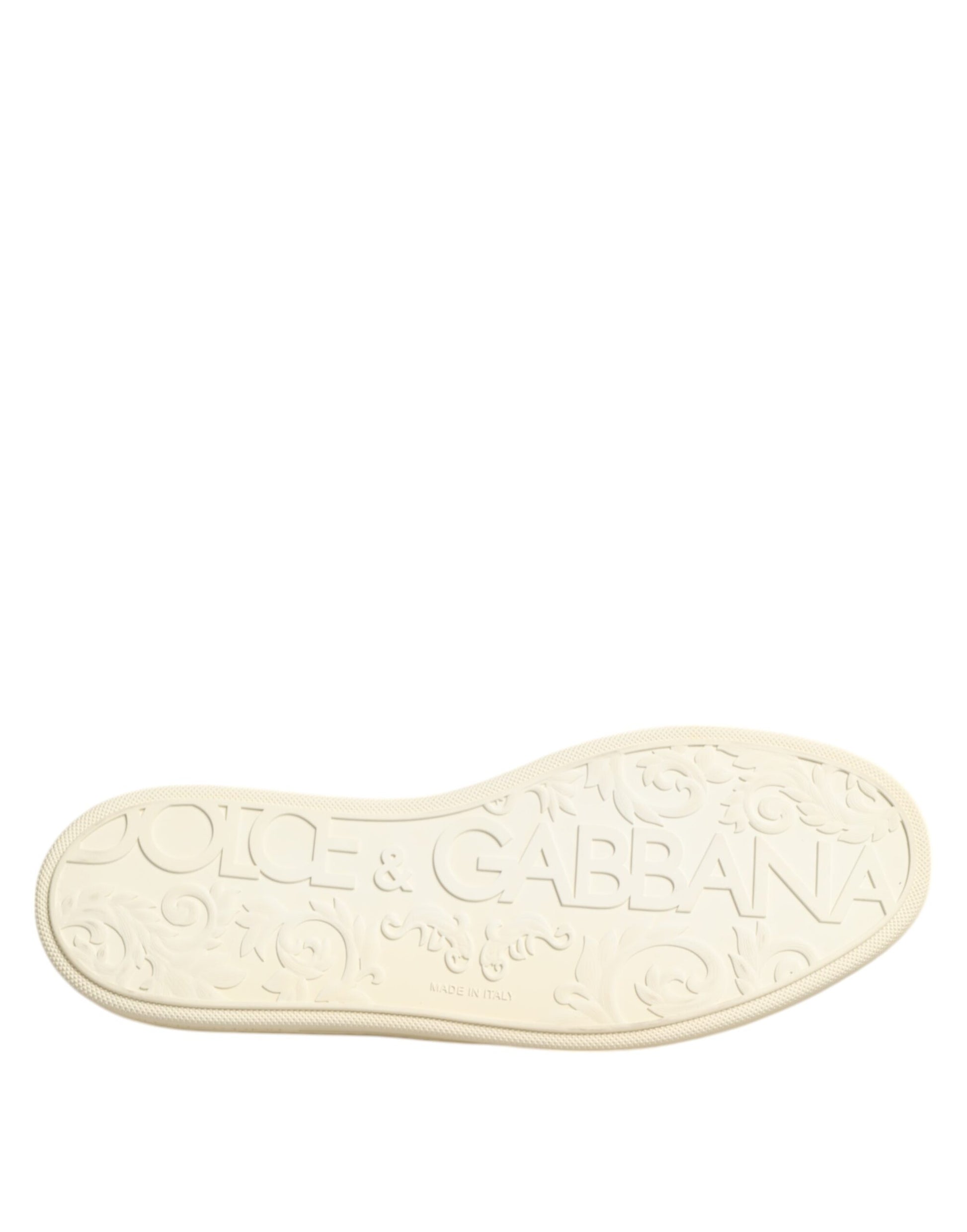 Dolce & Gabbana Black Leather Bee Crown Low Top Sneakers Shoes Dolce & Gabbana