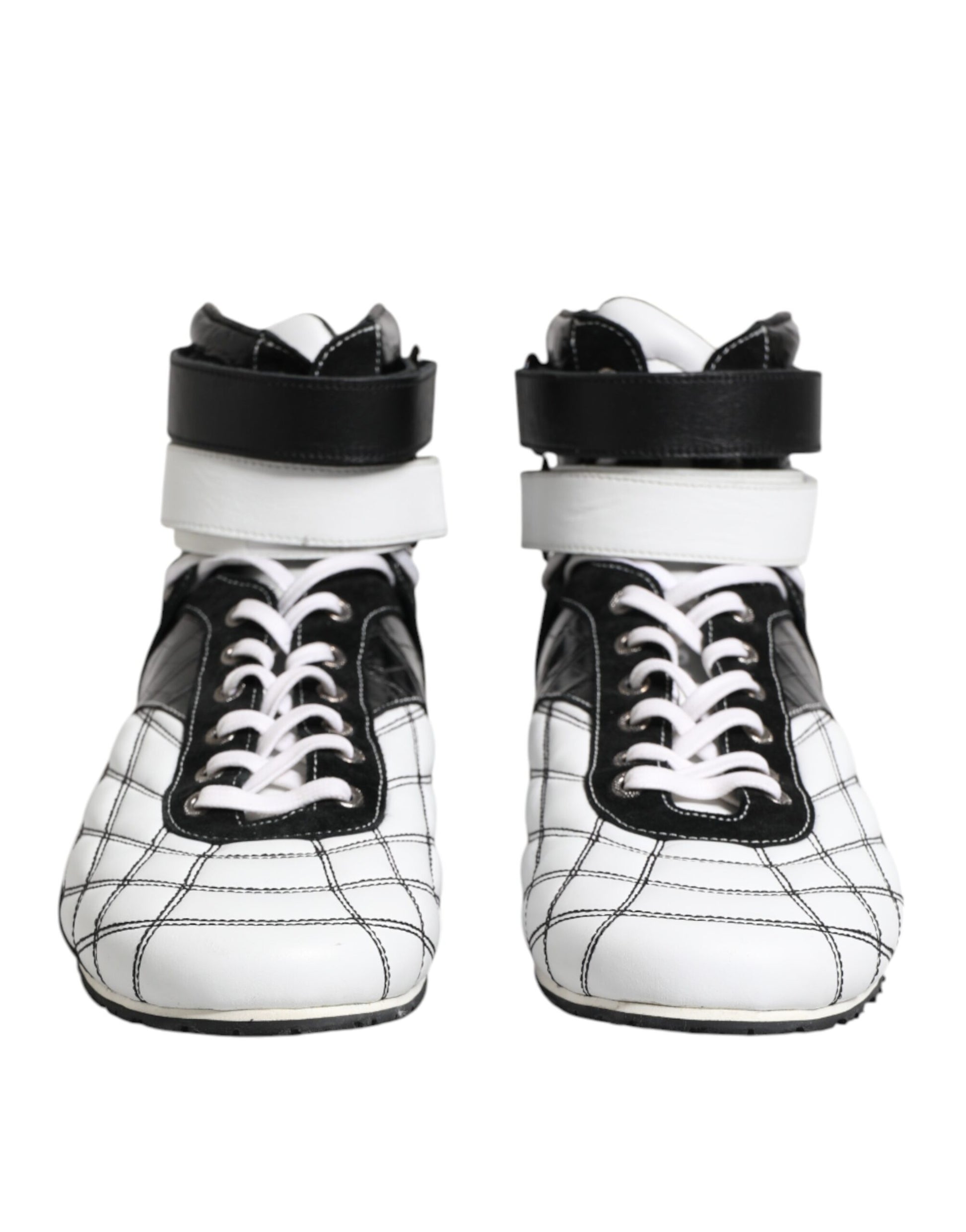 Dolce & Gabbana Black White Leather High Top Sneakers Shoes Dolce & Gabbana
