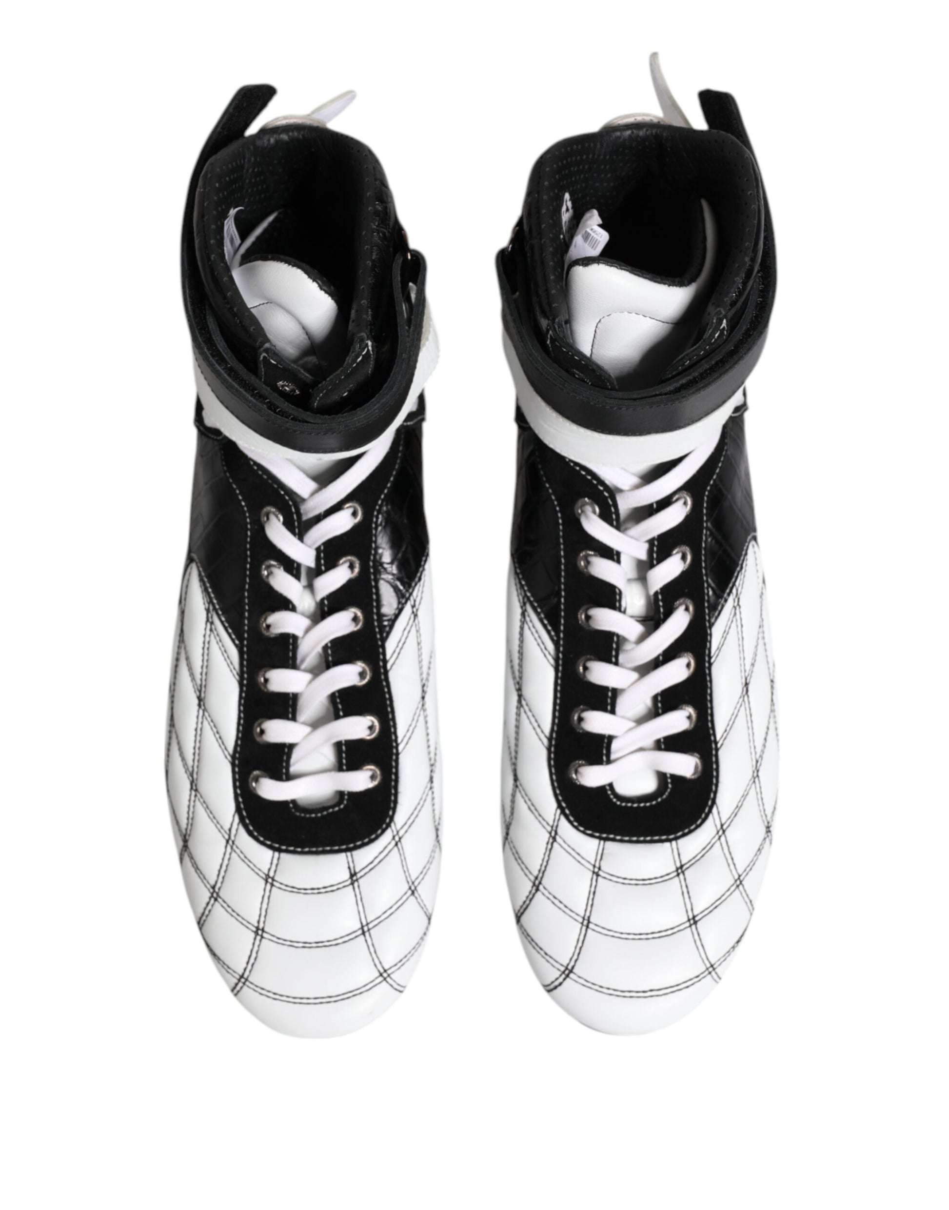 Dolce & Gabbana Black White Leather High Top Sneakers Shoes Dolce & Gabbana
