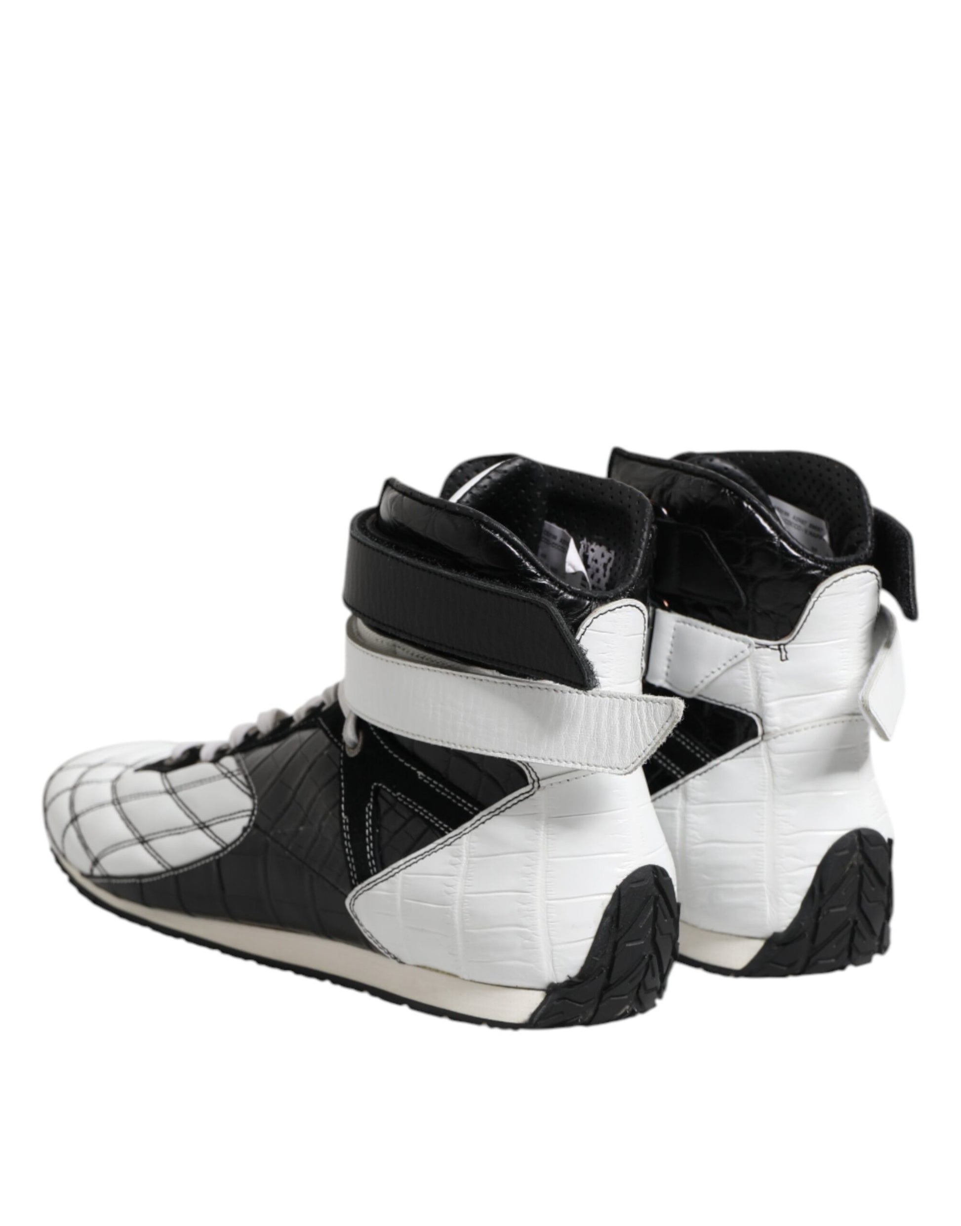 Dolce & Gabbana Black White Leather High Top Sneakers Shoes Dolce & Gabbana