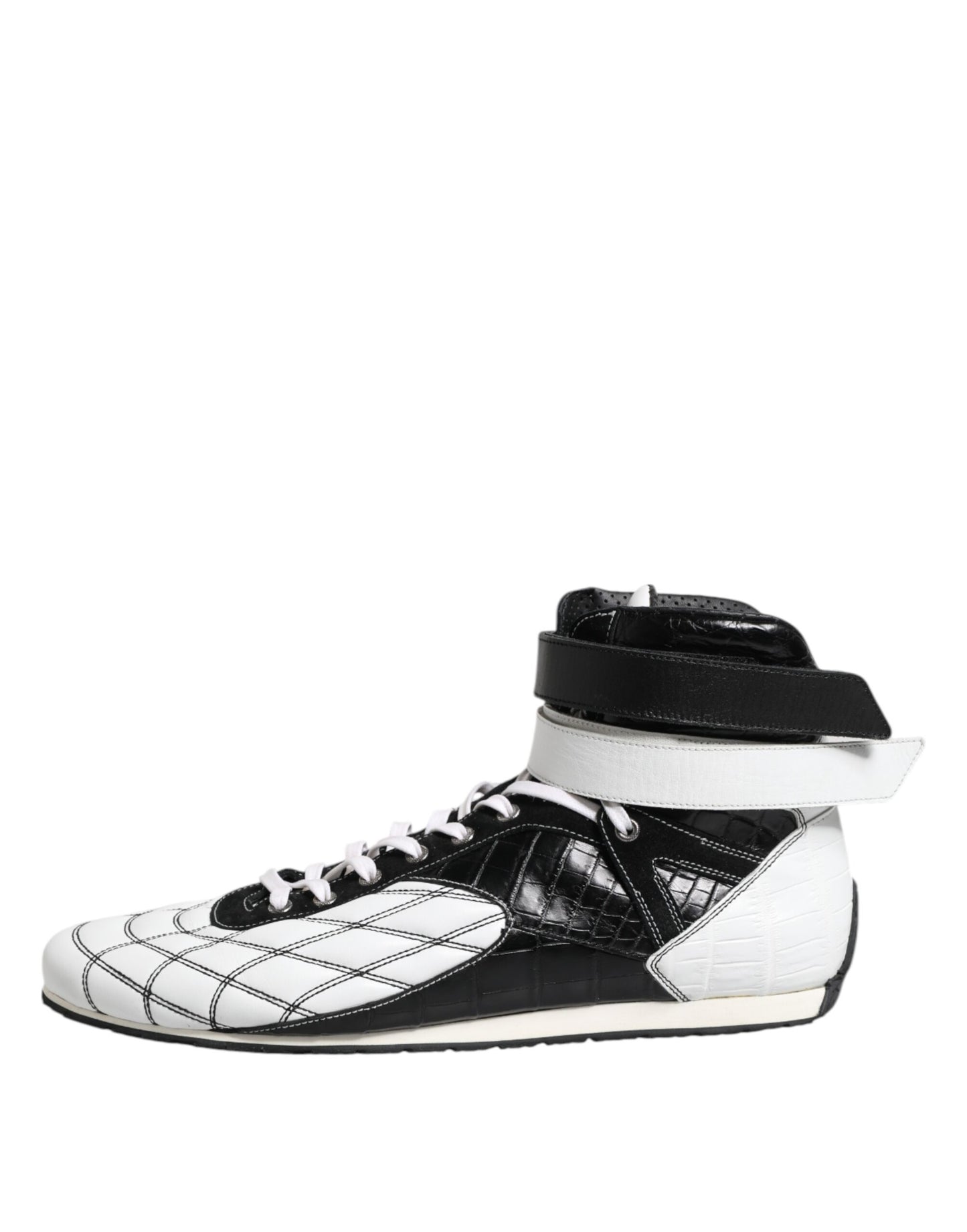 Dolce & Gabbana Black White Leather High Top Sneakers Shoes Dolce & Gabbana