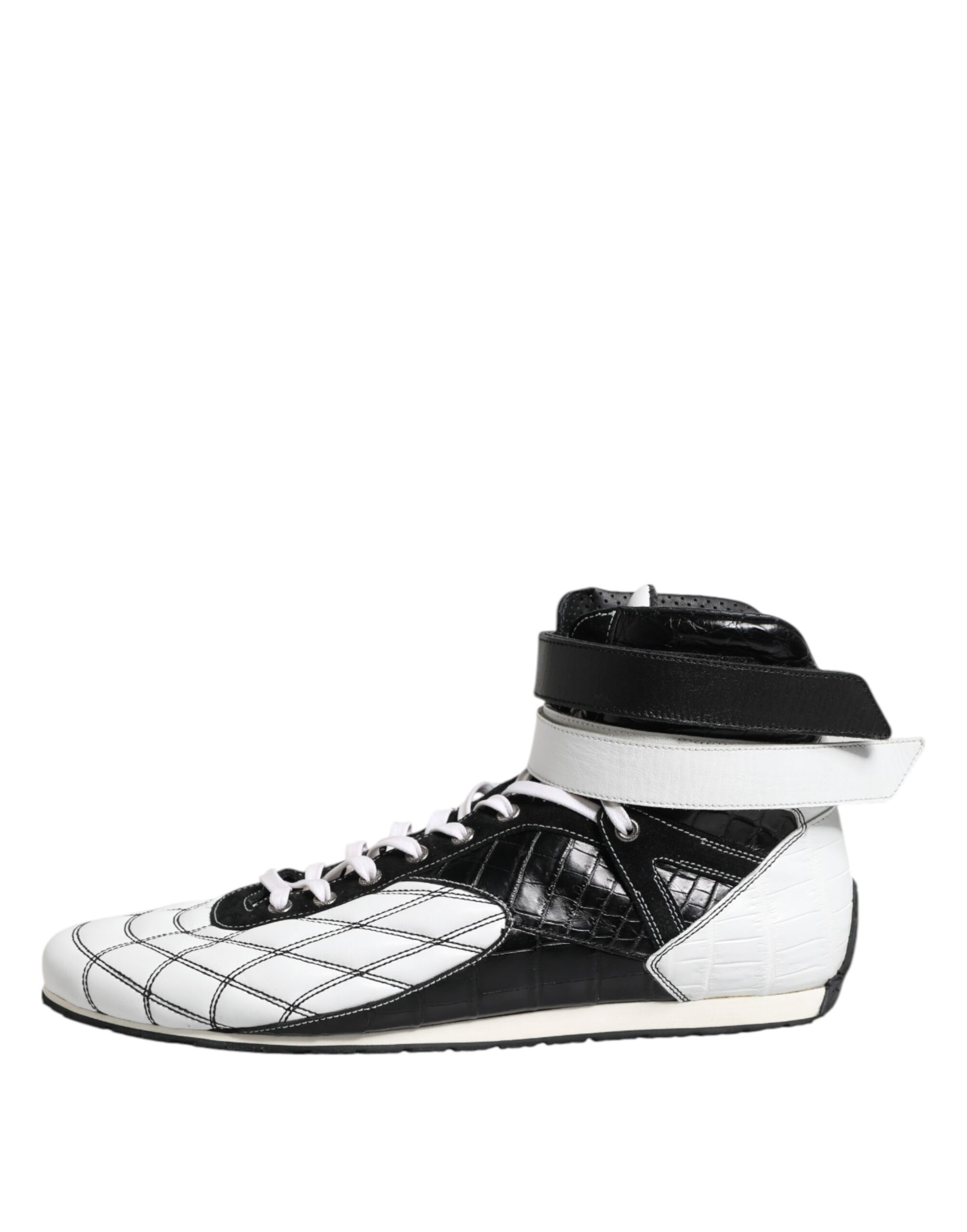 Dolce & Gabbana Black White Leather High Top Sneakers Shoes Dolce & Gabbana