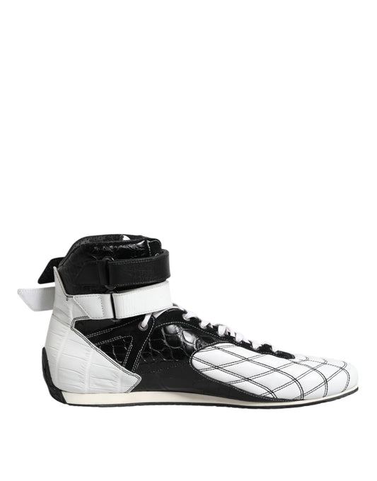 Dolce & Gabbana Black White Leather High Top Sneakers Shoes Dolce & Gabbana