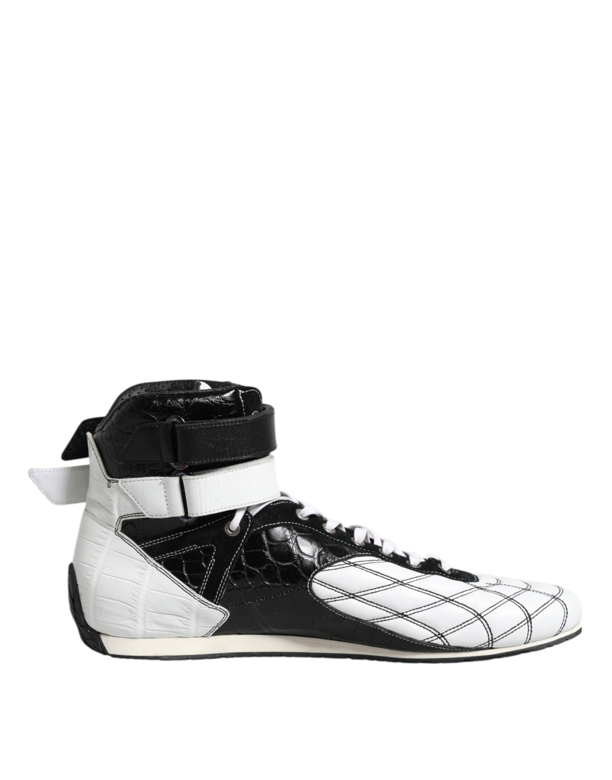 Dolce & Gabbana Black White Leather High Top Sneakers Shoes Dolce & Gabbana