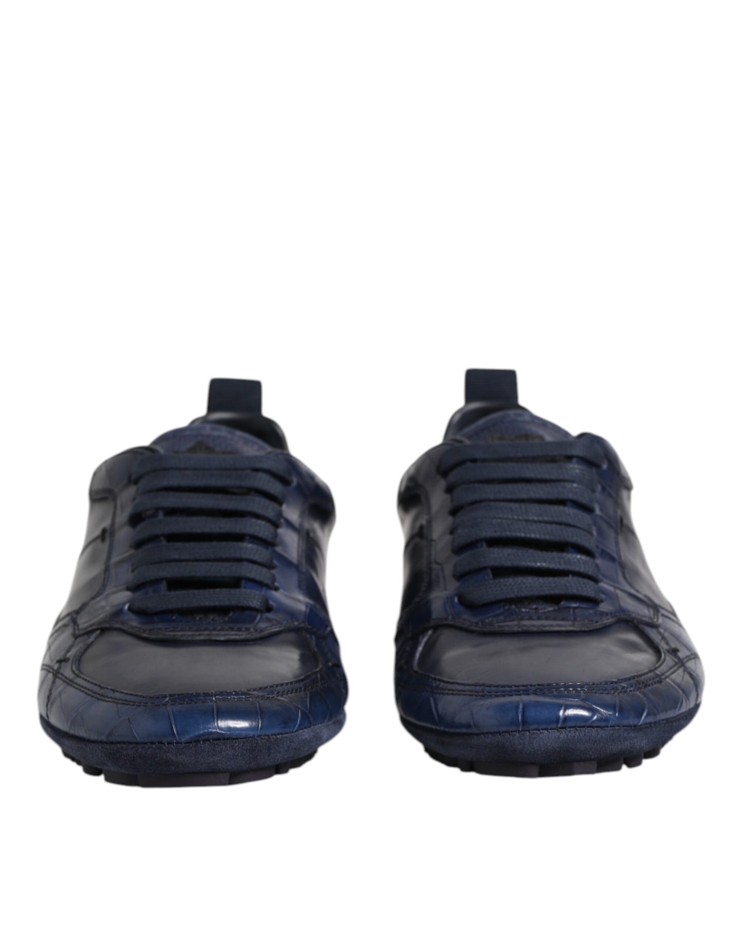 Dolce & Gabbana Dark Blue Leather Low Top Men Sneakers Shoes Dolce & Gabbana