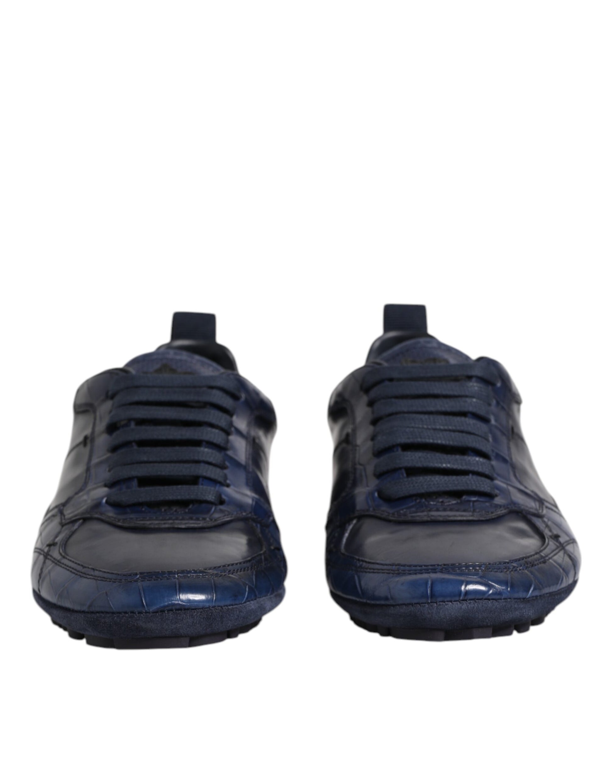 Dolce & Gabbana Dark Blue Leather Low Top Men Sneakers Shoes Dolce & Gabbana