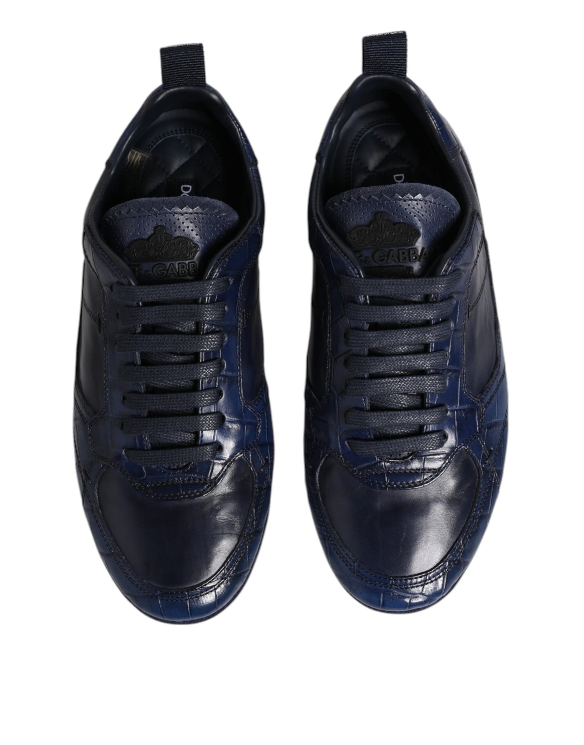 Dolce & Gabbana Dark Blue Leather Low Top Men Sneakers Shoes Dolce & Gabbana