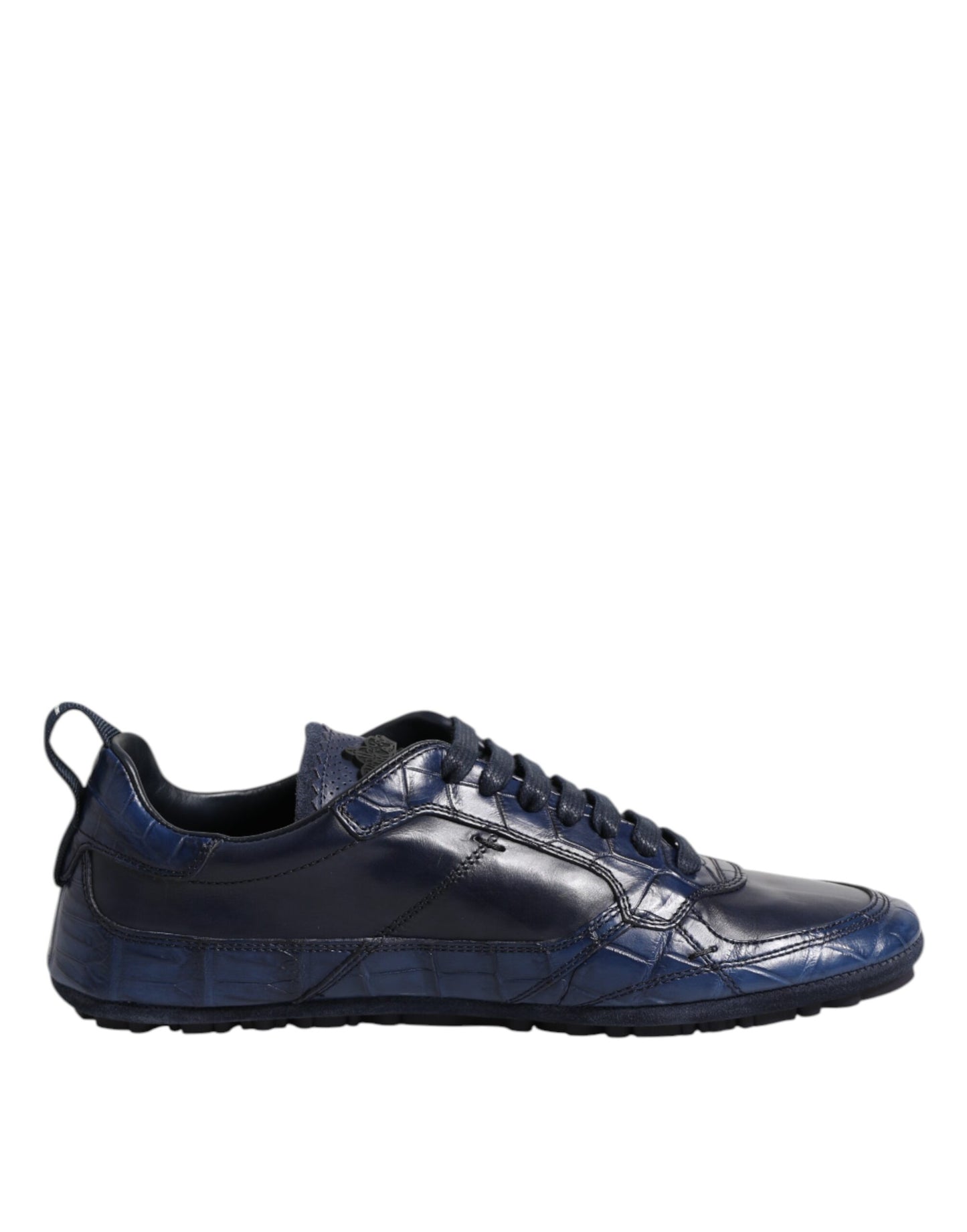 Dolce & Gabbana Dark Blue Leather Low Top Men Sneakers Shoes Dolce & Gabbana