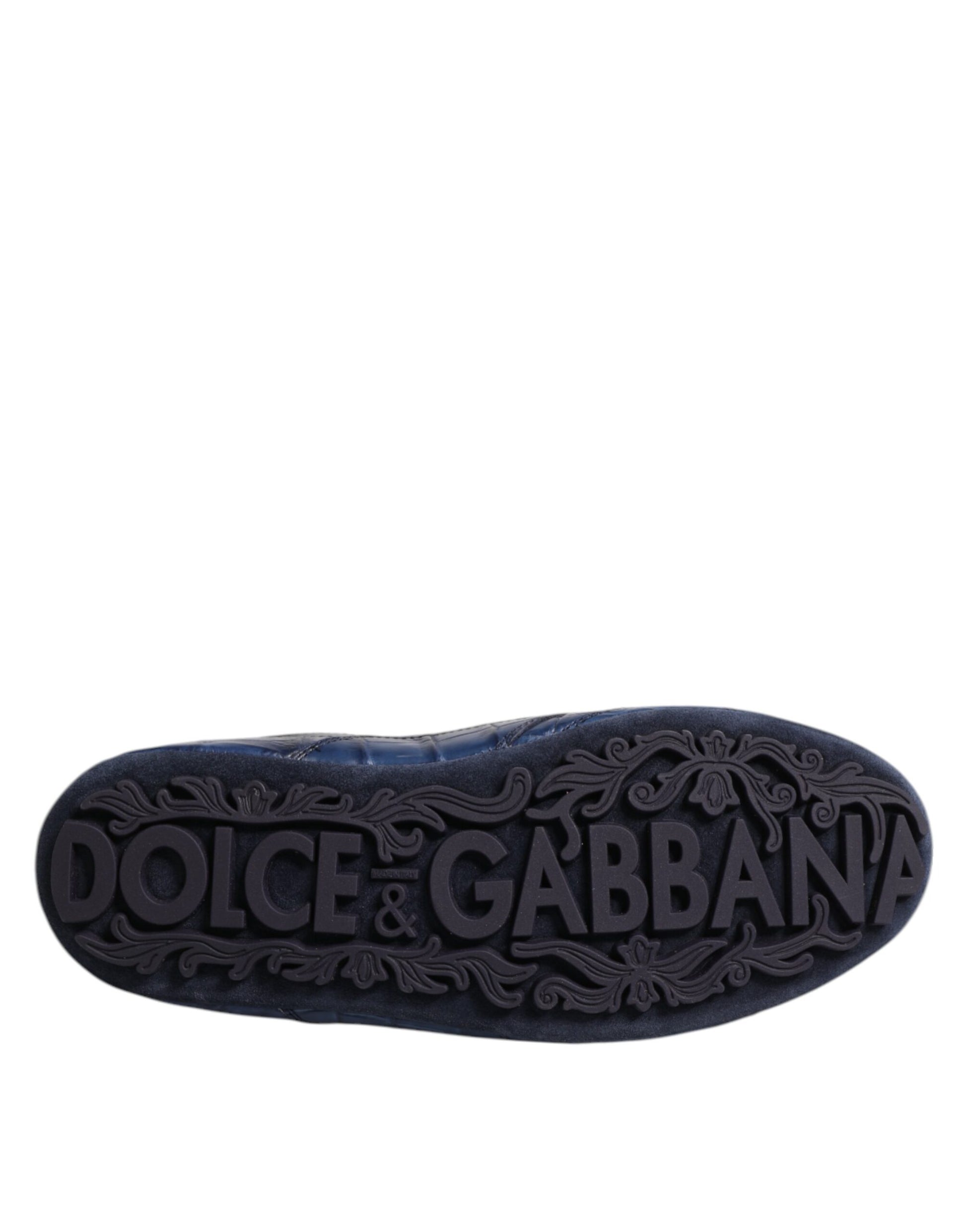 Dolce & Gabbana Dark Blue Leather Low Top Men Sneakers Shoes Dolce & Gabbana