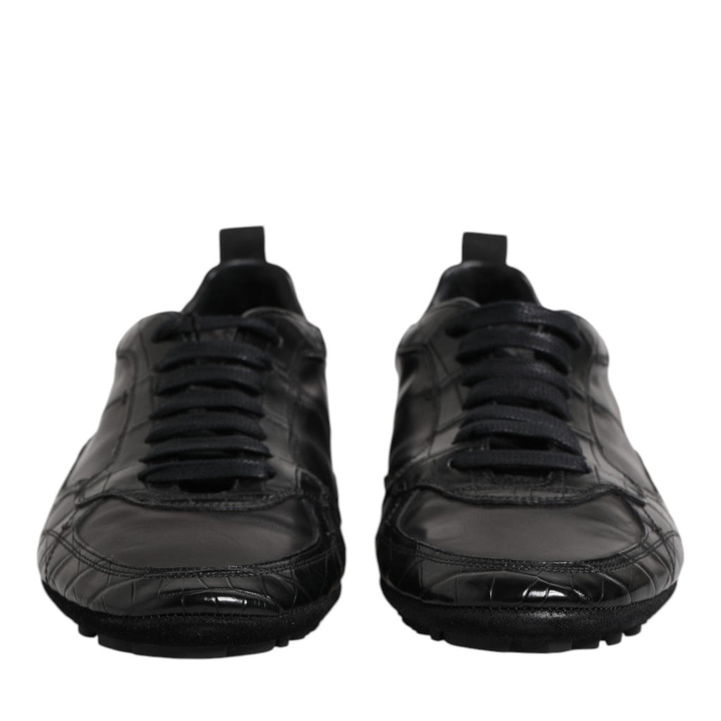 Dolce & Gabbana Black Exotic Leather Low Top Sneakers Shoes