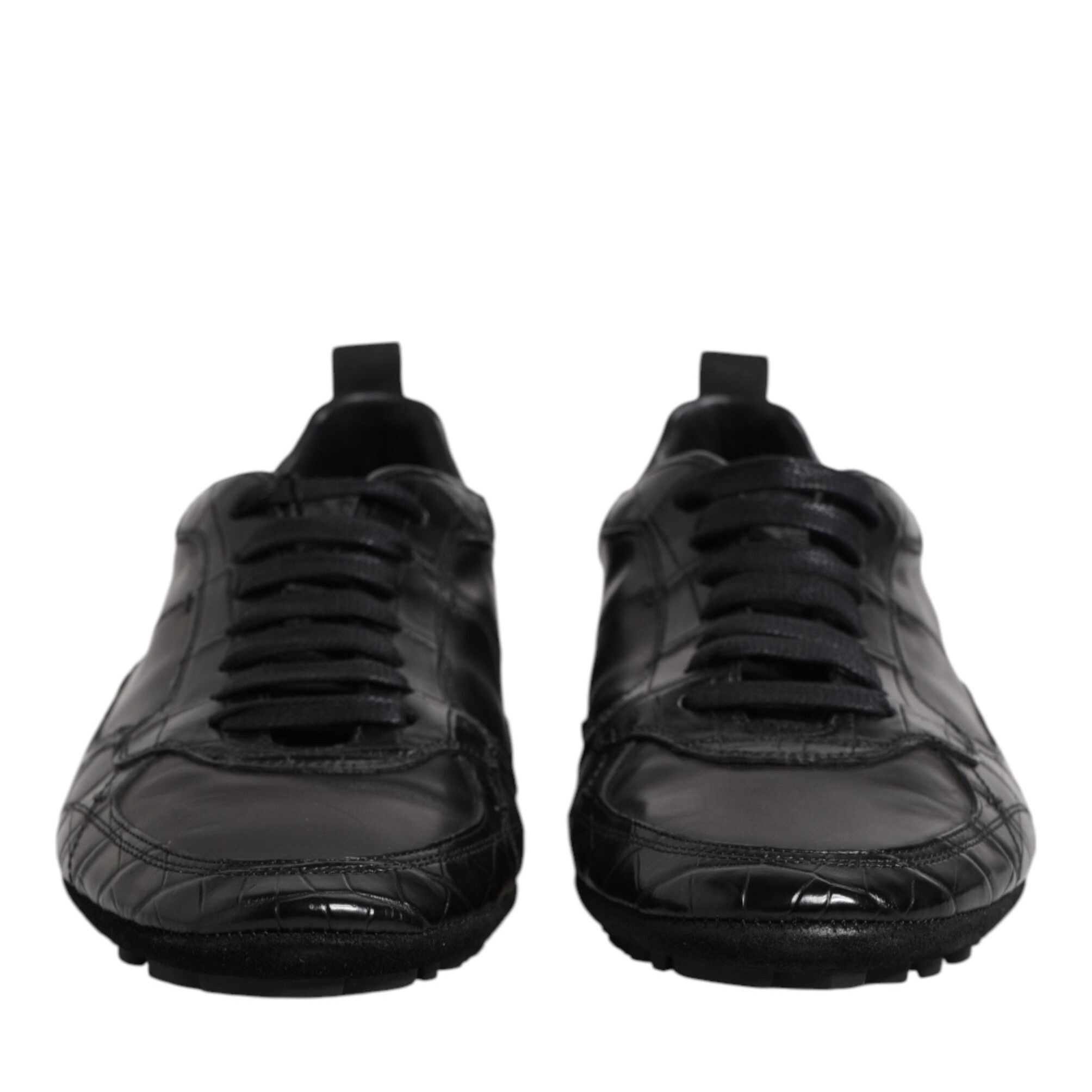 Dolce & Gabbana Black Exotic Leather Low Top Sneakers Shoes