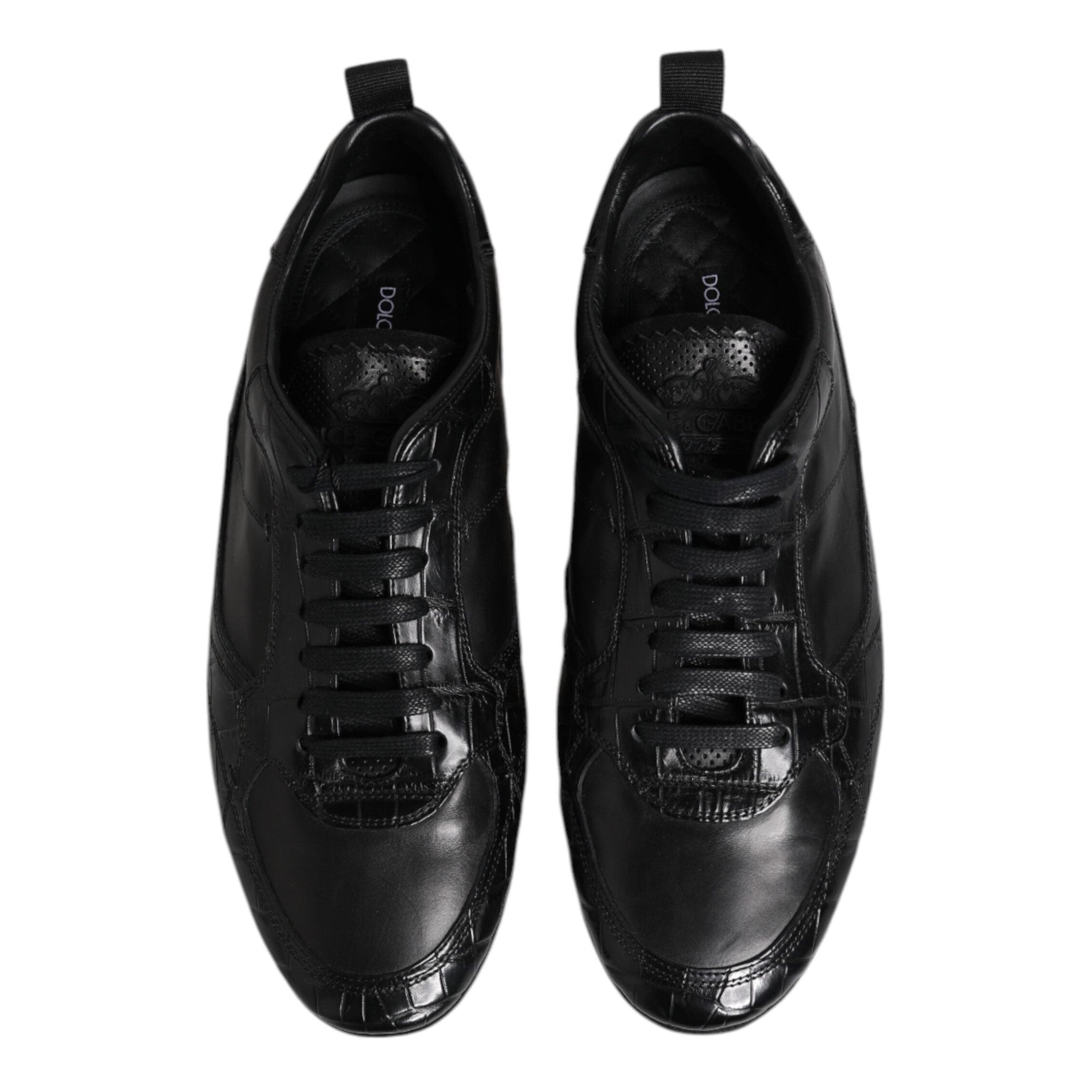 Dolce & Gabbana Black Exotic Leather Low Top Sneakers Shoes