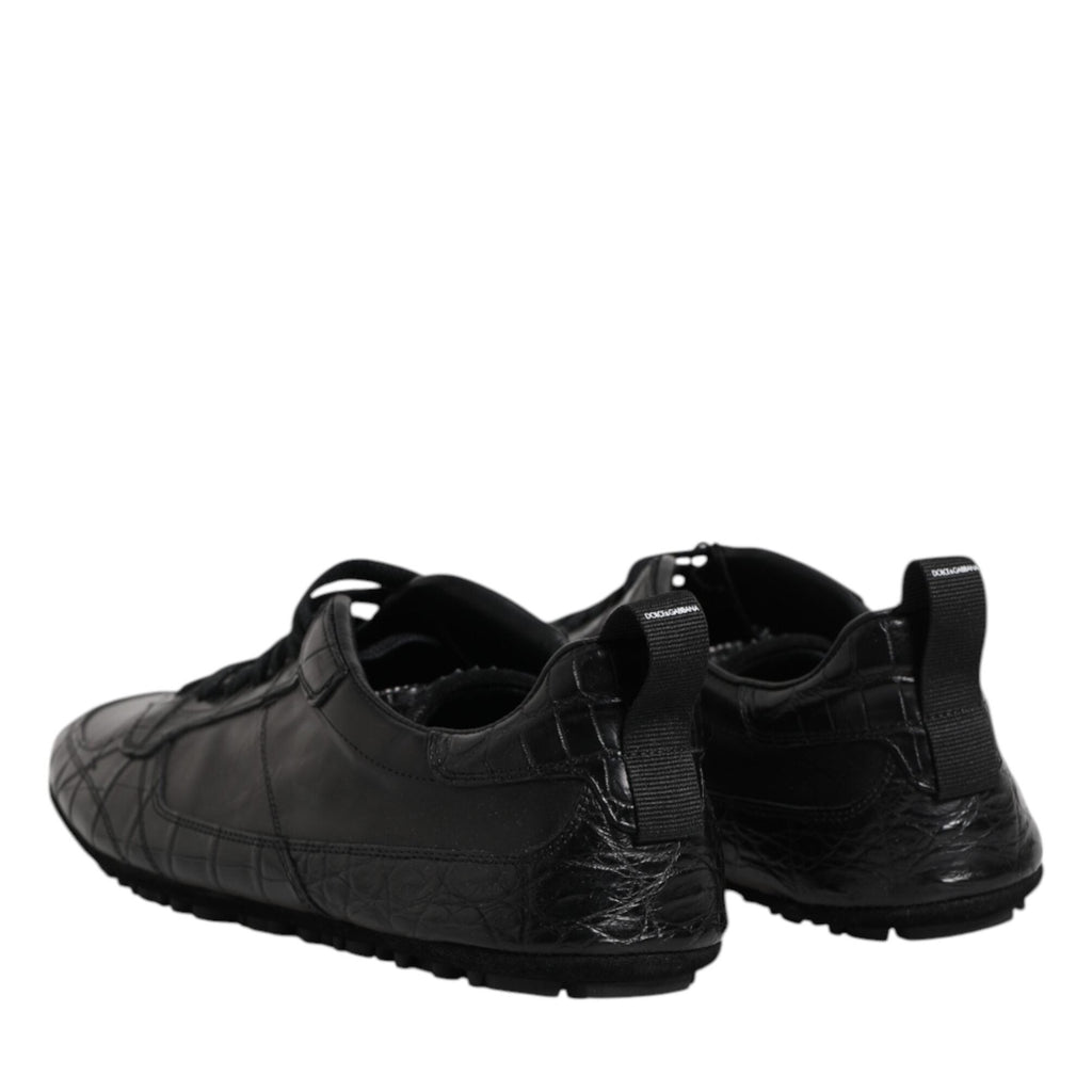Dolce & Gabbana Black Exotic Leather Low Top Sneakers Shoes