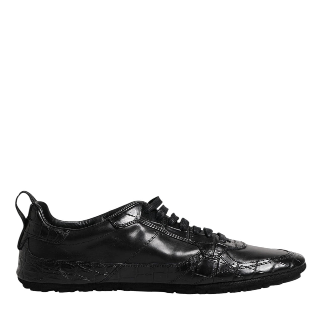 Dolce & Gabbana Black Exotic Leather Low Top Sneakers Shoes