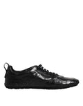 Dolce & Gabbana Black Exotic Leather Low Top Sneakers Shoes - Eljoys Fashion 